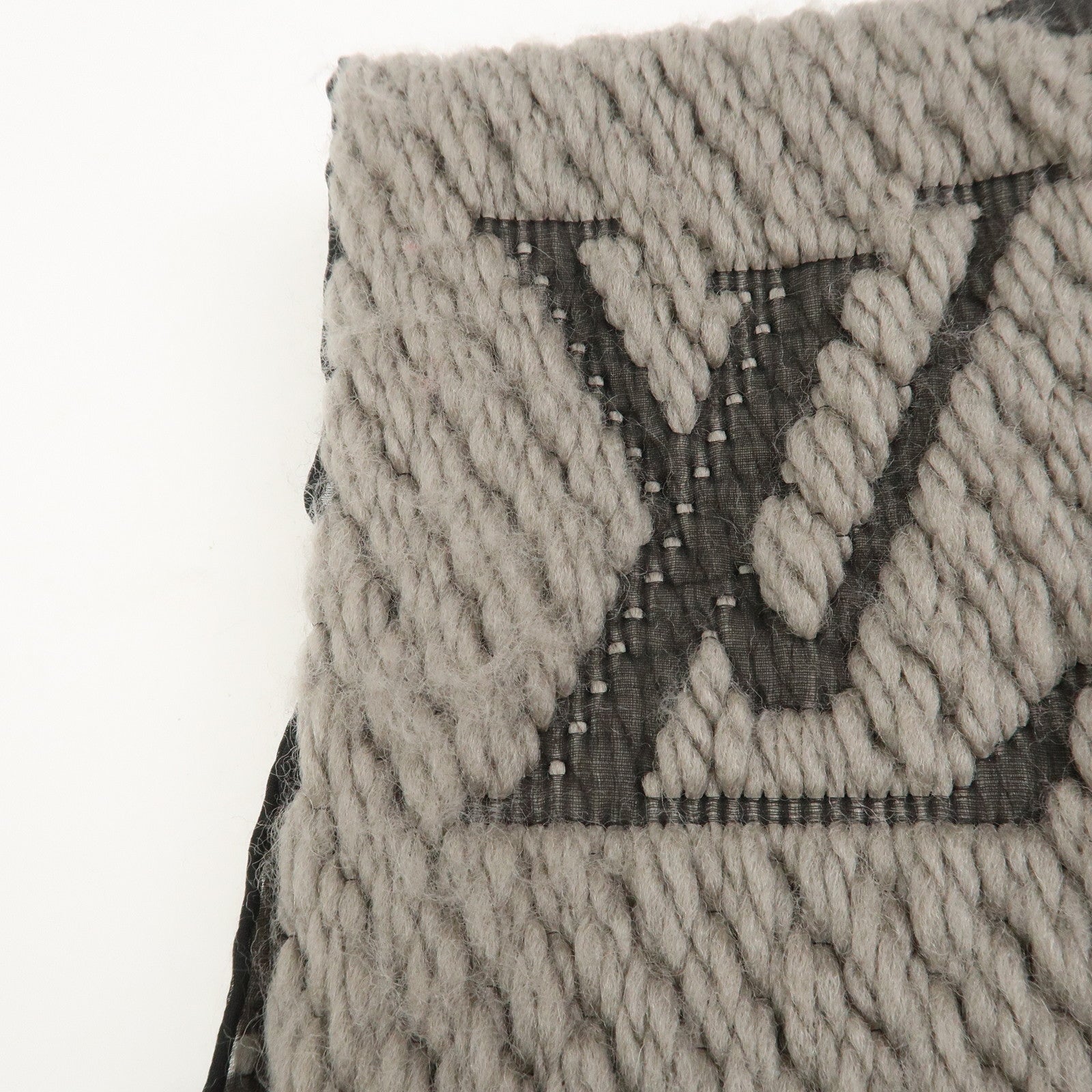 Louis Vuitton Echarpe Logomania Wool Silk Scarf Gray 413287