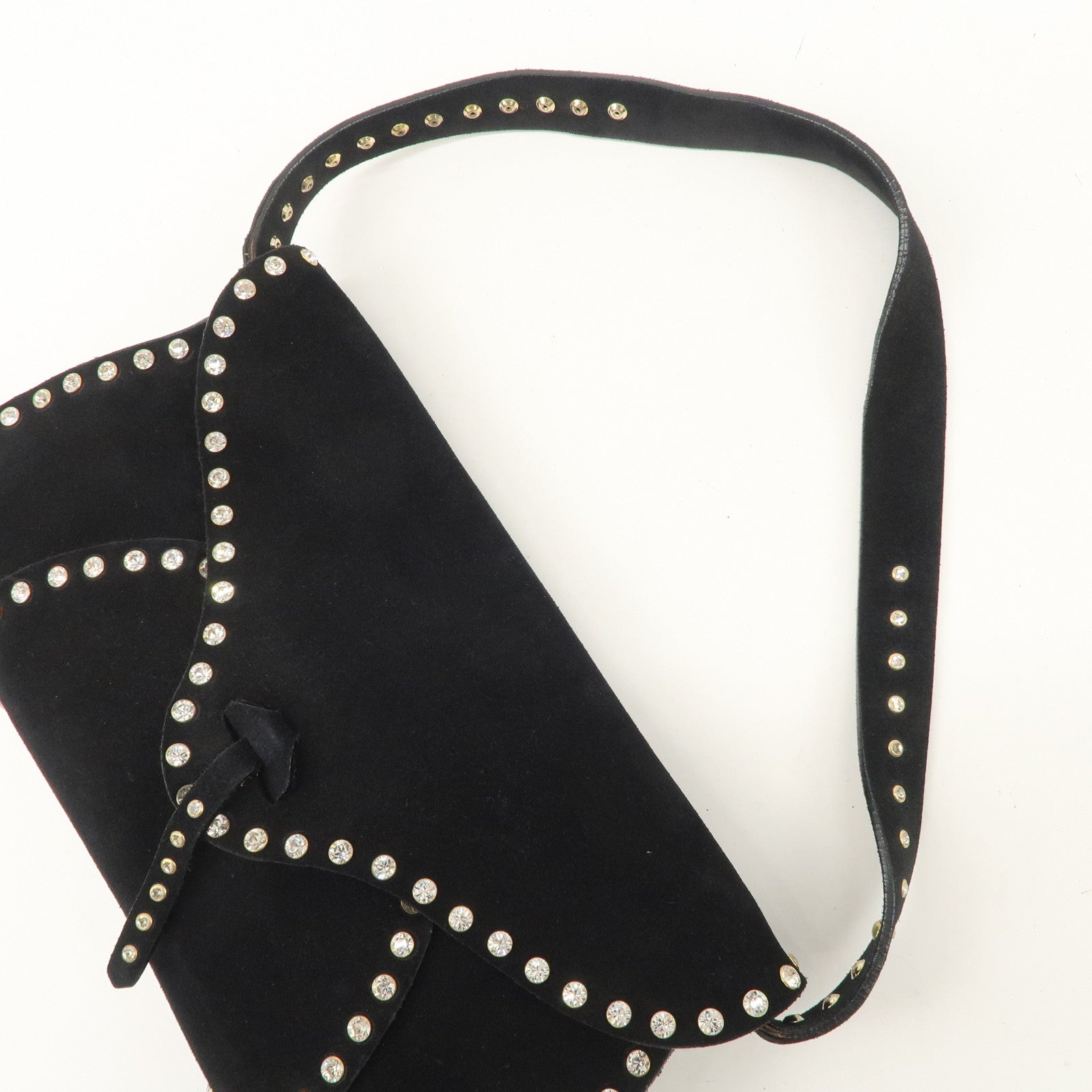 CELINE Paulbot Suede Shoulder Bag Hand Bag Black Used