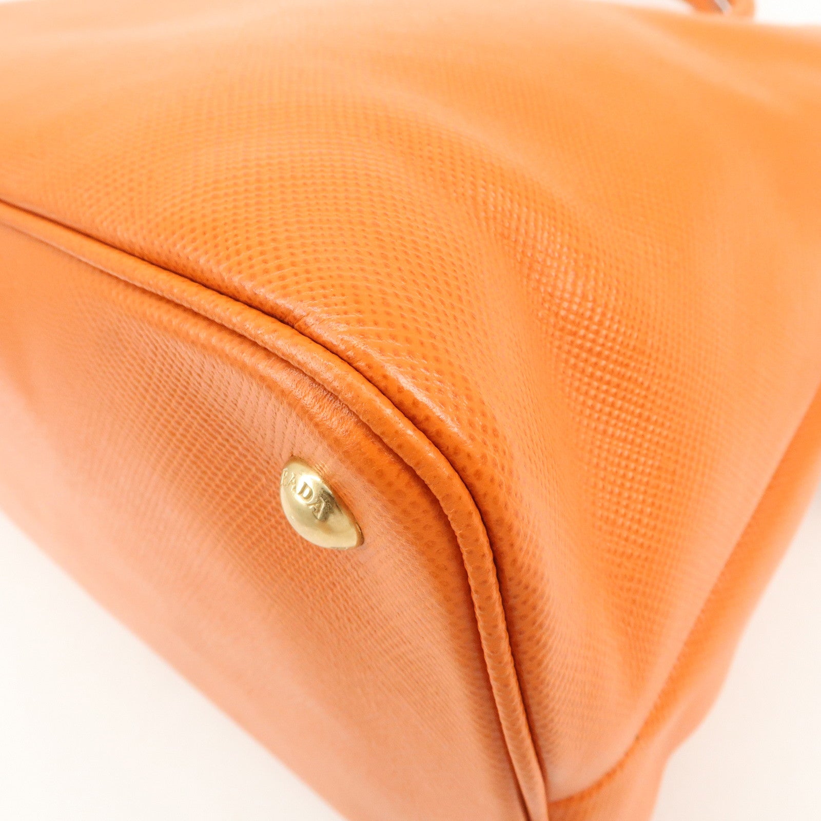 PRADA Logo Saffiano Leather Hand Bag Orange BN2560