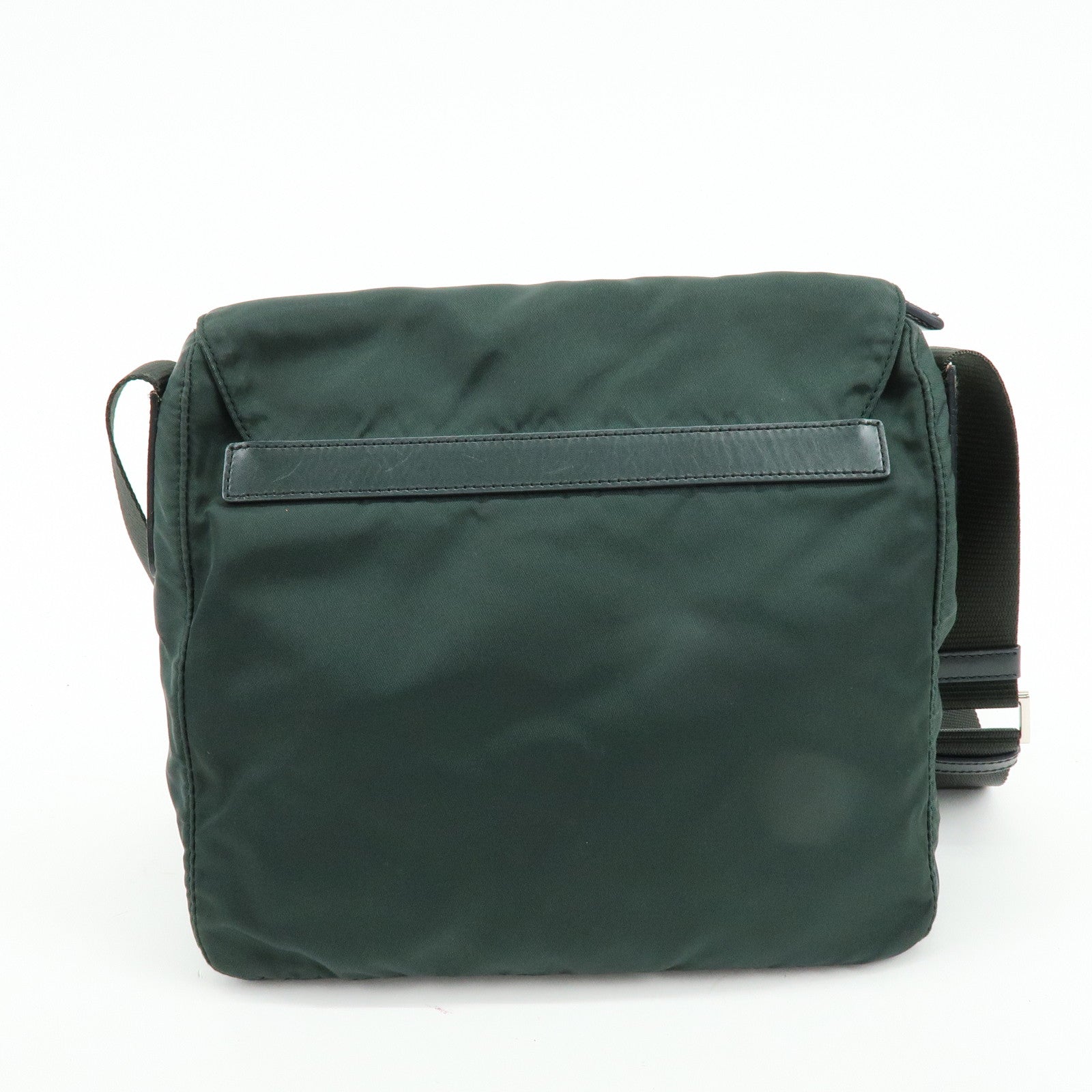 PRADA Triangle Logo Nylon Leather Shoulder Crossbody Bag Dark Brown