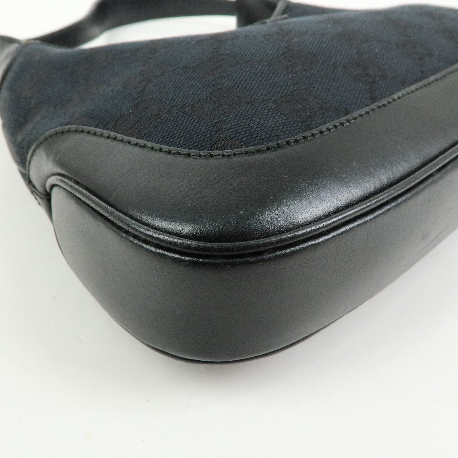 GUCCI Jackie GG Canvas Leather Shoulder Bag Black  001.3735