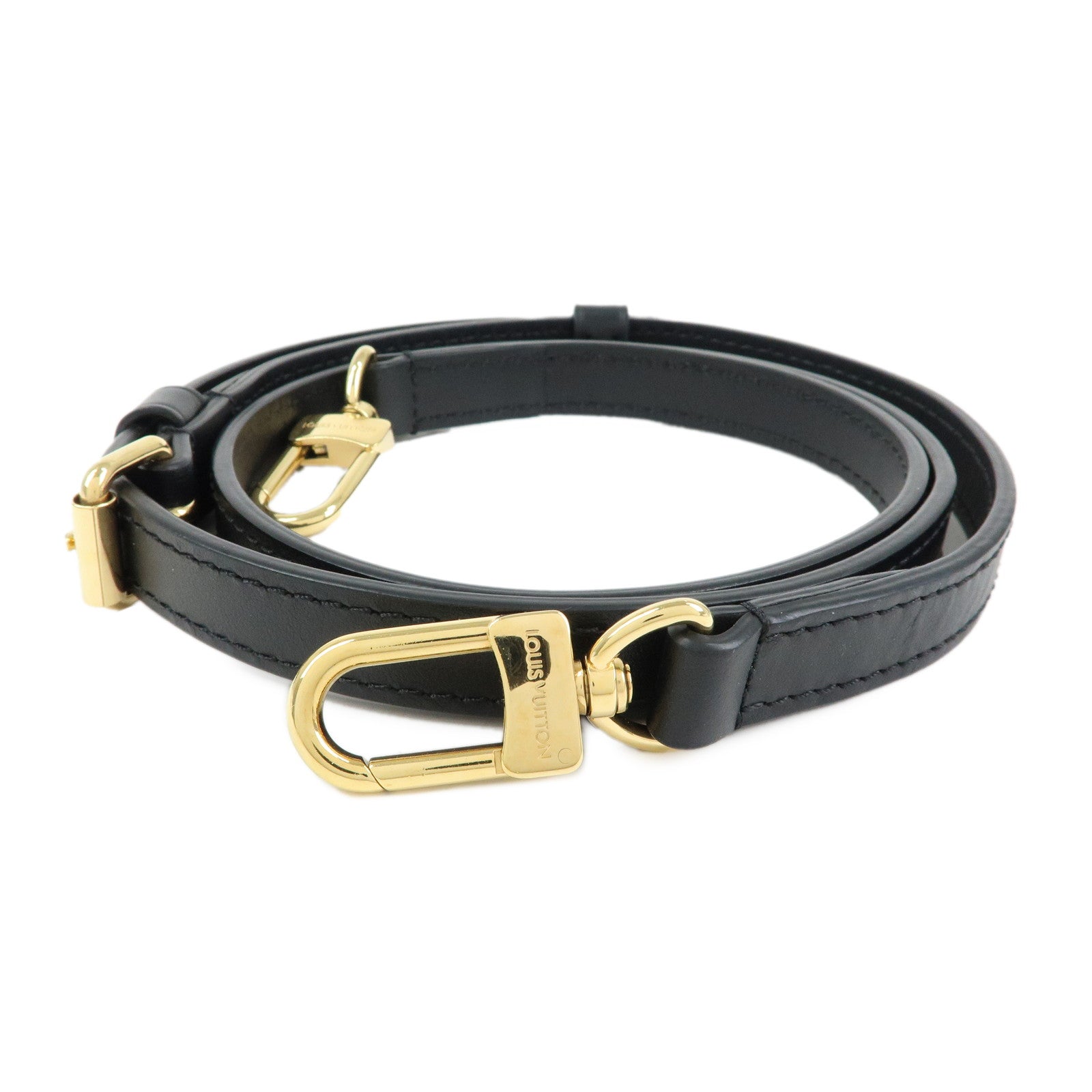 Louis Vuitton Leather Adjustable Shoulder Strap 120cm 1.5cm Black
