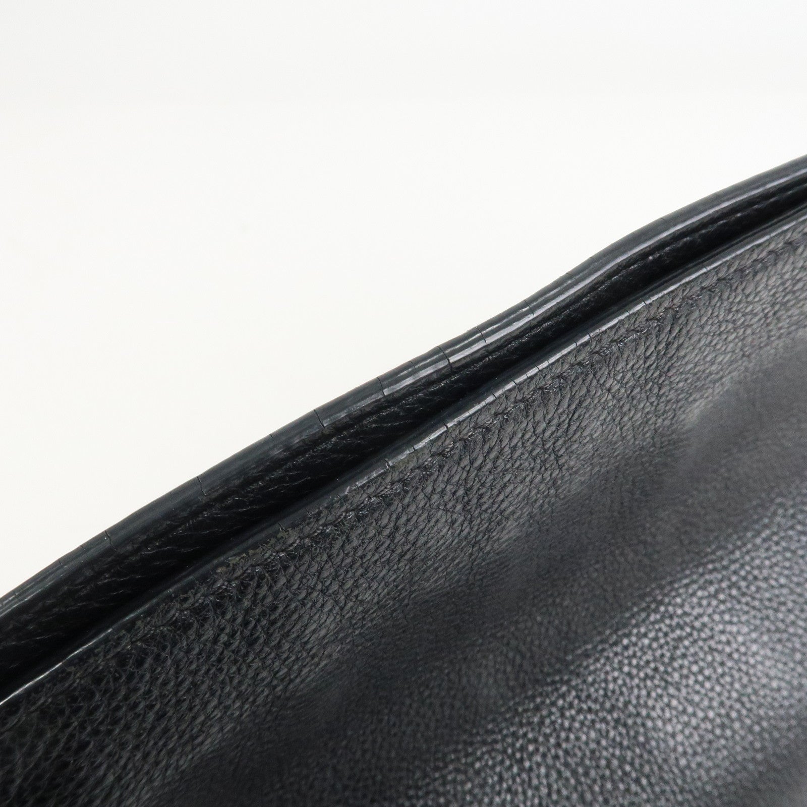 PRADA Logo Calf Leather Shoulder Bag Bucket Bag Black 1BE057