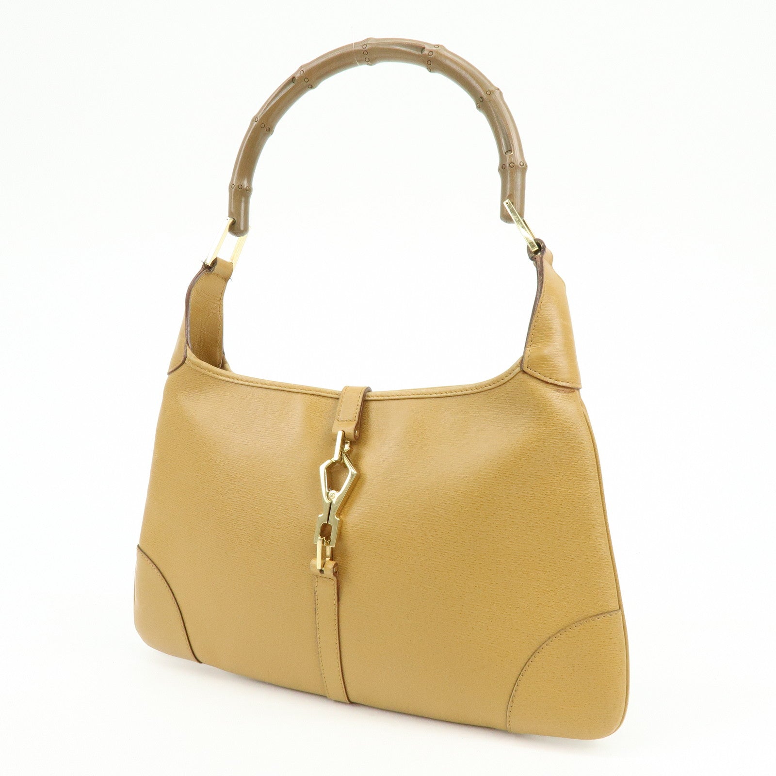 GUCCI Bamboo Jackie Leather Shoulder Hand Bag Brown 001.4060.002058