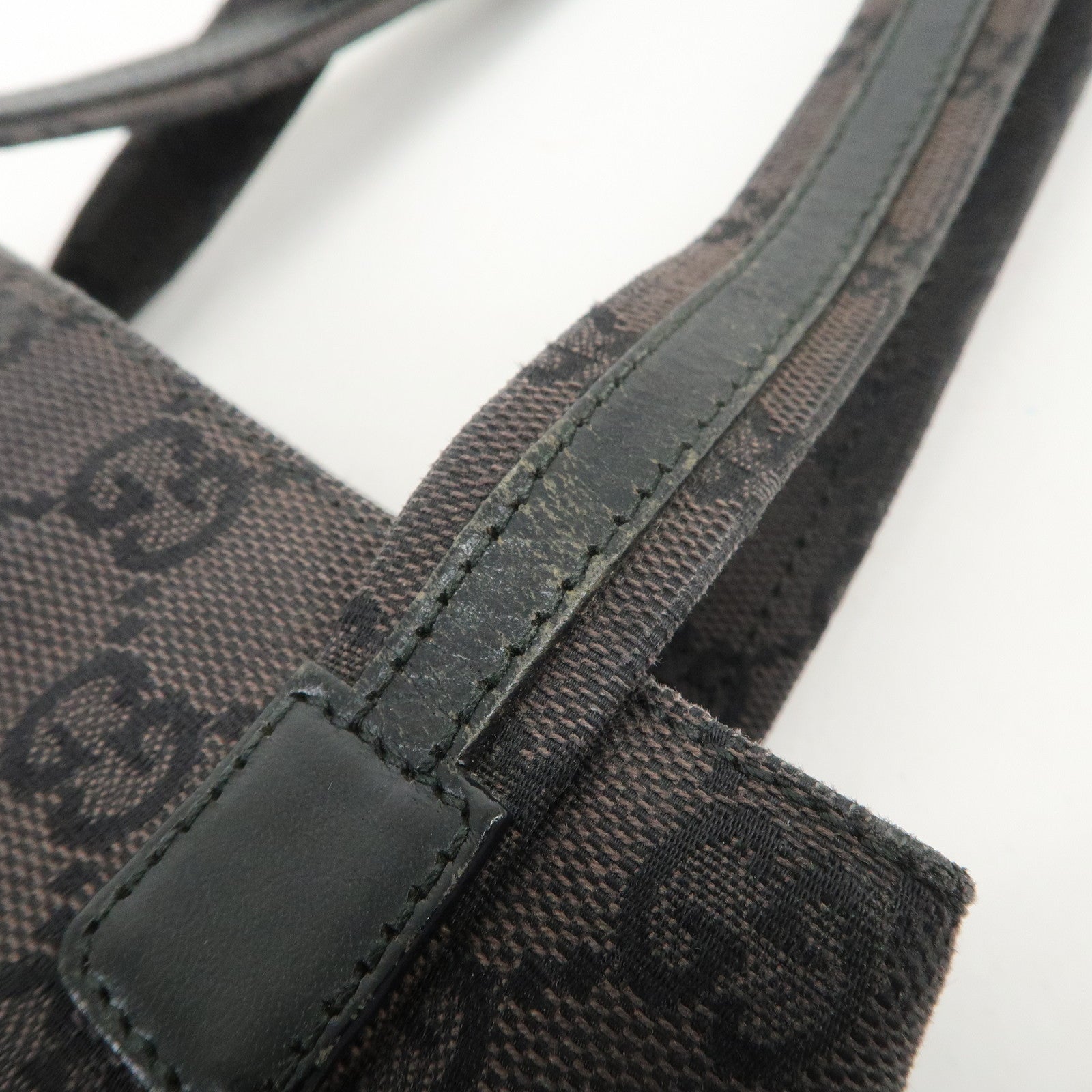 GUCCI GG Canvas Leather Hand Bag Shoulder Bag Dark Brown 002・1075