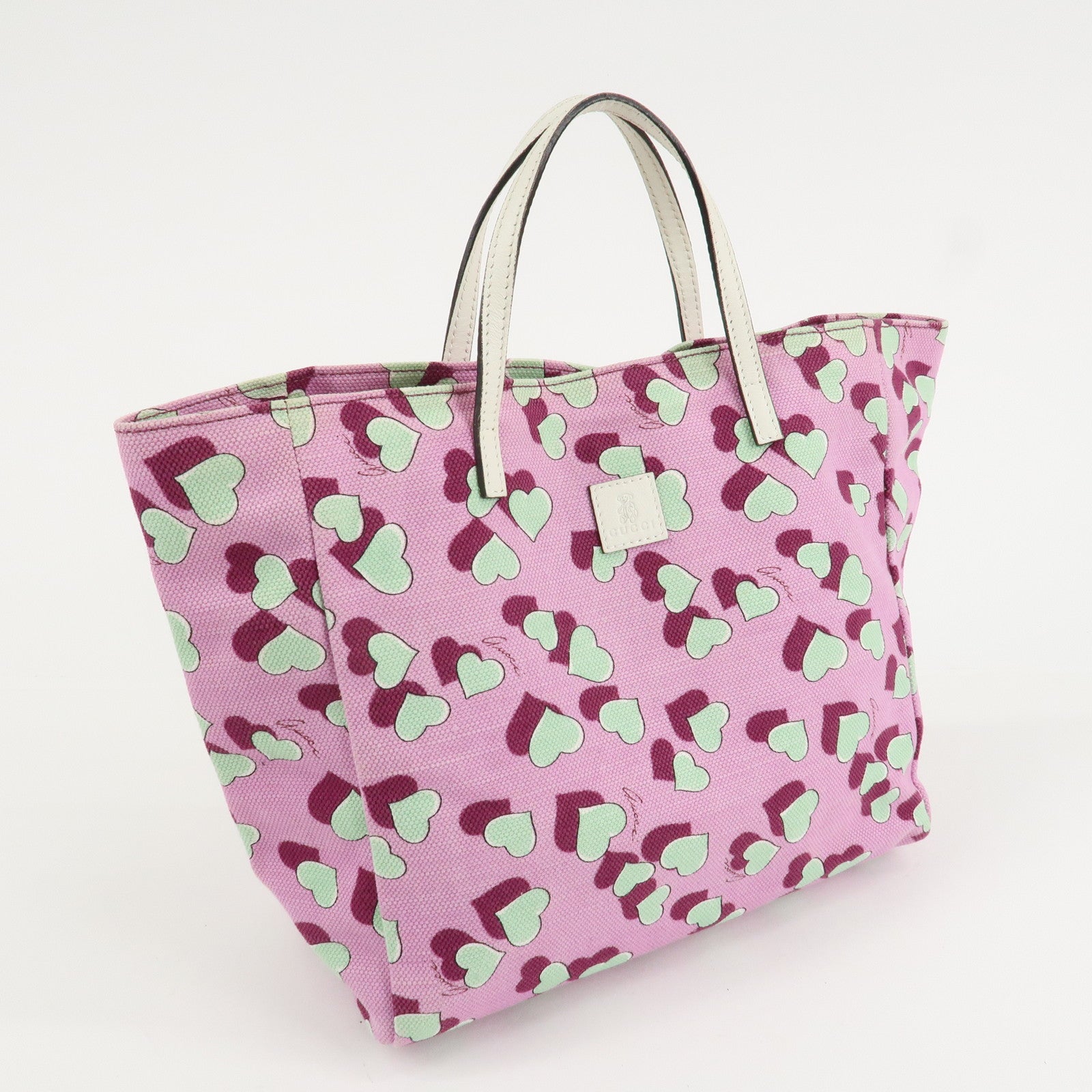 GUCCI Children's Canvas Leather Tote Bag Hand Bag Pink Ivory 284721 Used