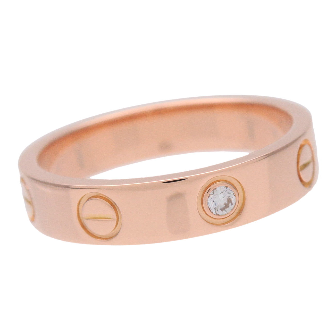 Cartier Mini Love 1P Diamond Ring # K18 750PG Rose Gold #50 US5.25
