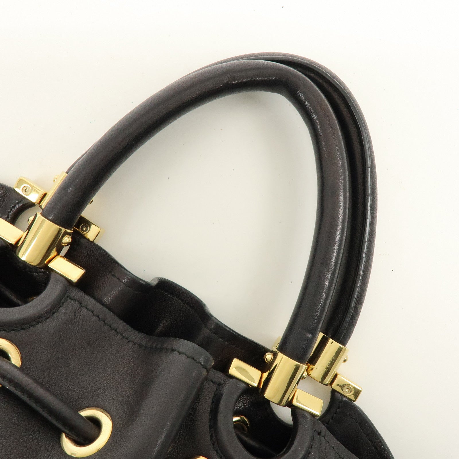 Ferragamo Gancini Leather Hand Bag Black