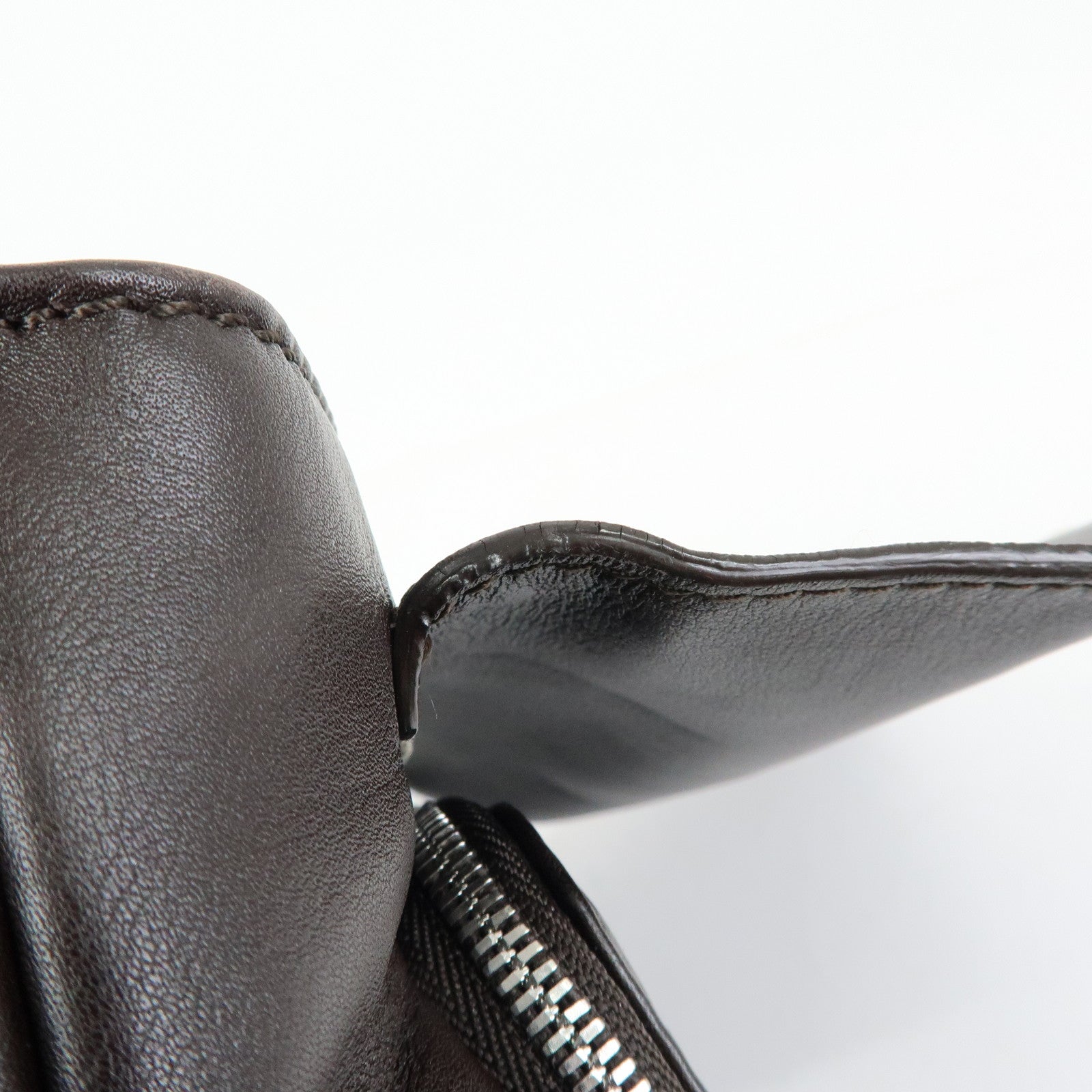 Ferragamo Leather Clutch Bag Second Bag Wrist Strap Brown