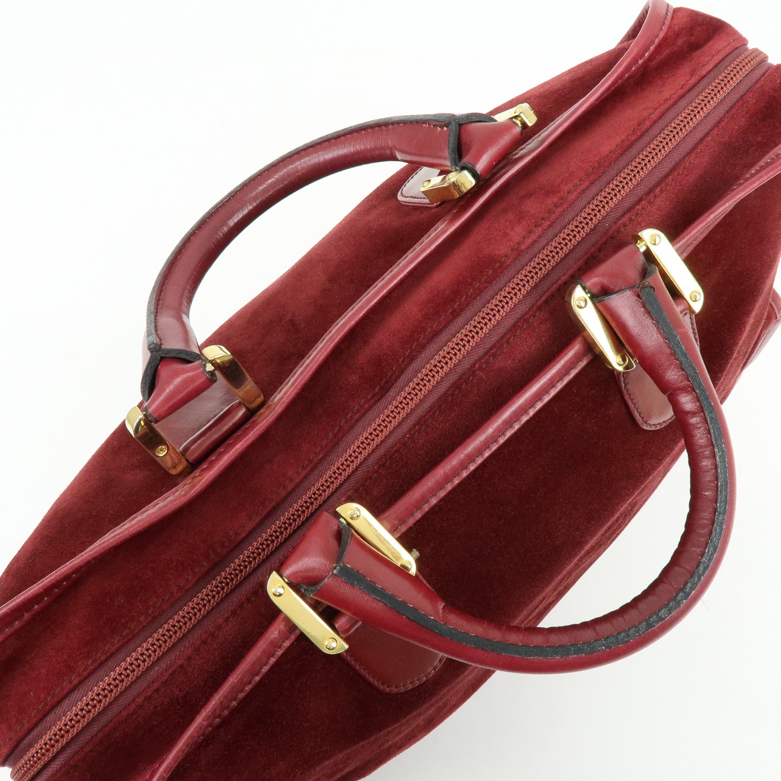 Loewe Anagram Amazona 40 Suede Leather Hand Bag Red Brown
