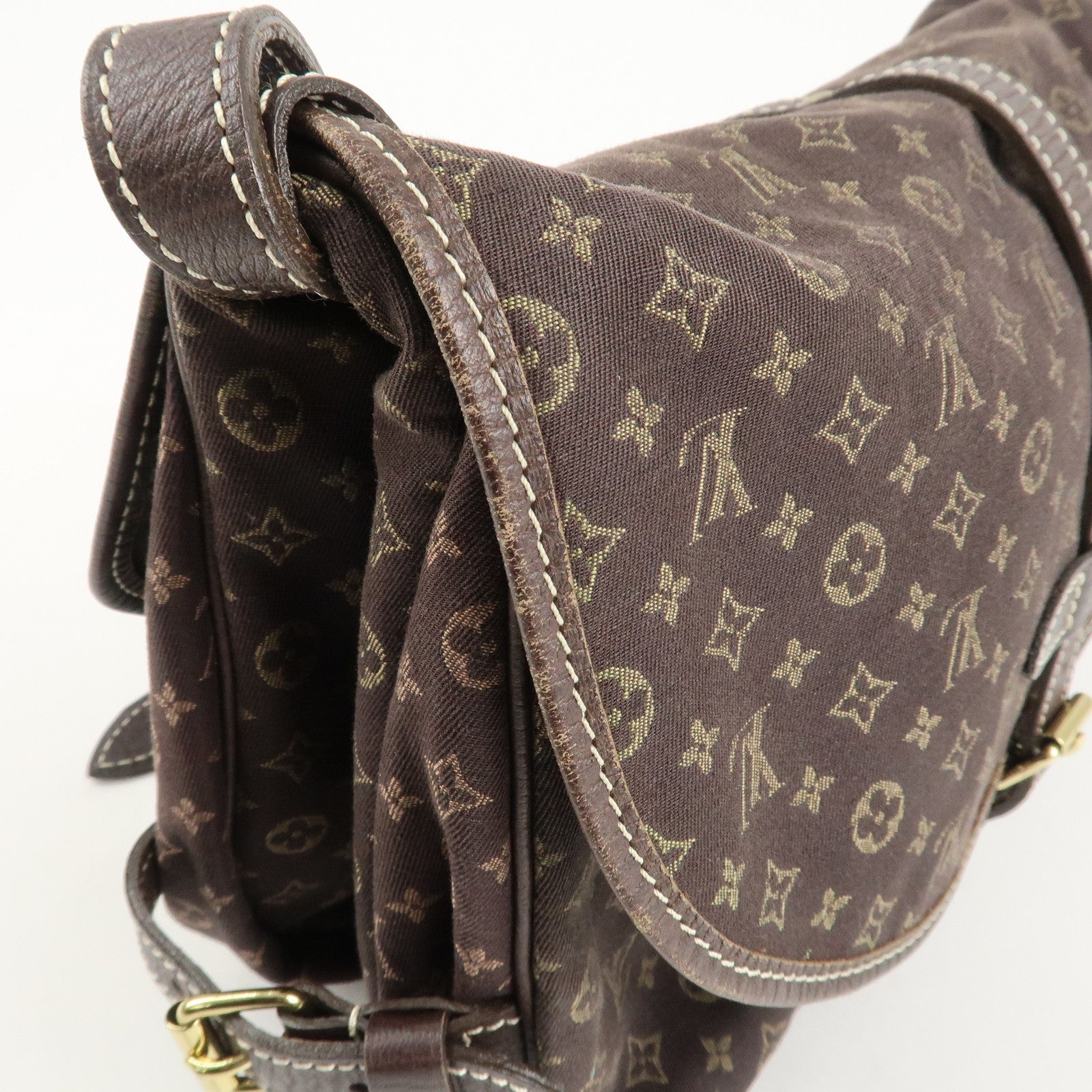 Louis Vuitton Monogram Mini Lin Saumur 30 Ebene Brown M95227 Used