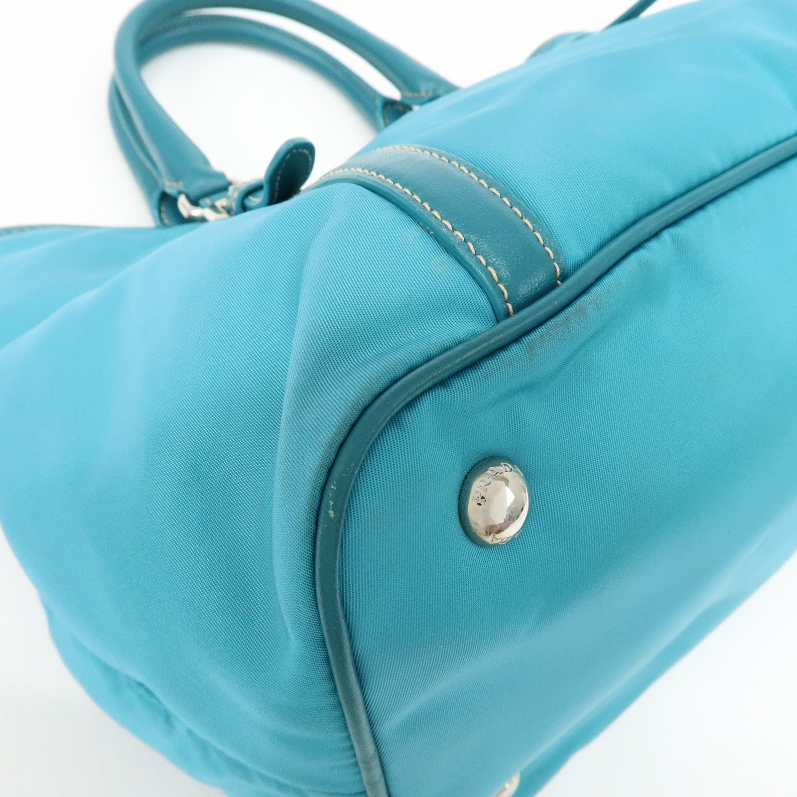 Prada Nylon Leather 2Way Bag Hand Bag Shoulder Bag Blue