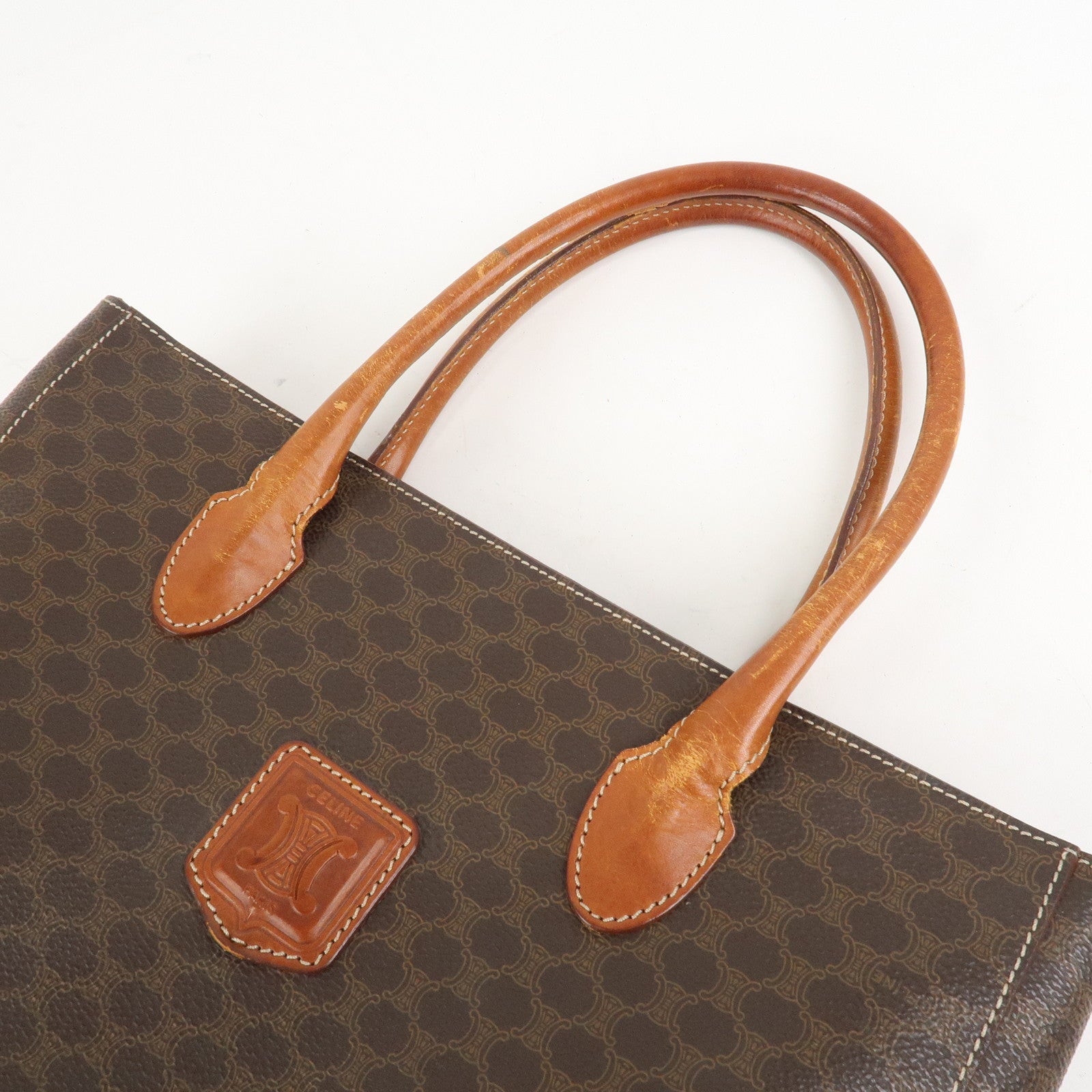 CELINE Macadam PVC Leather Tote Bag Hand Bag Brown