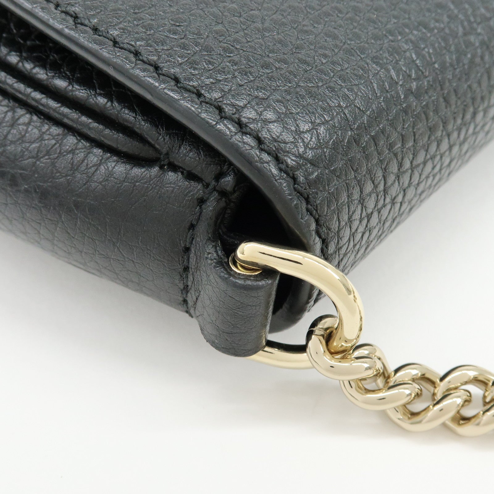 GUCCI SOHO Interlocking G Leather Chain Shoulder Bag Black 536224