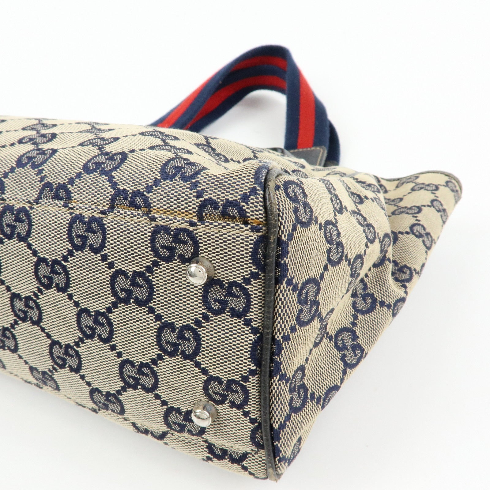 GUCCI Sherry Horsebit GG Canvas Leather Tote Bag Hand Bag 145810
