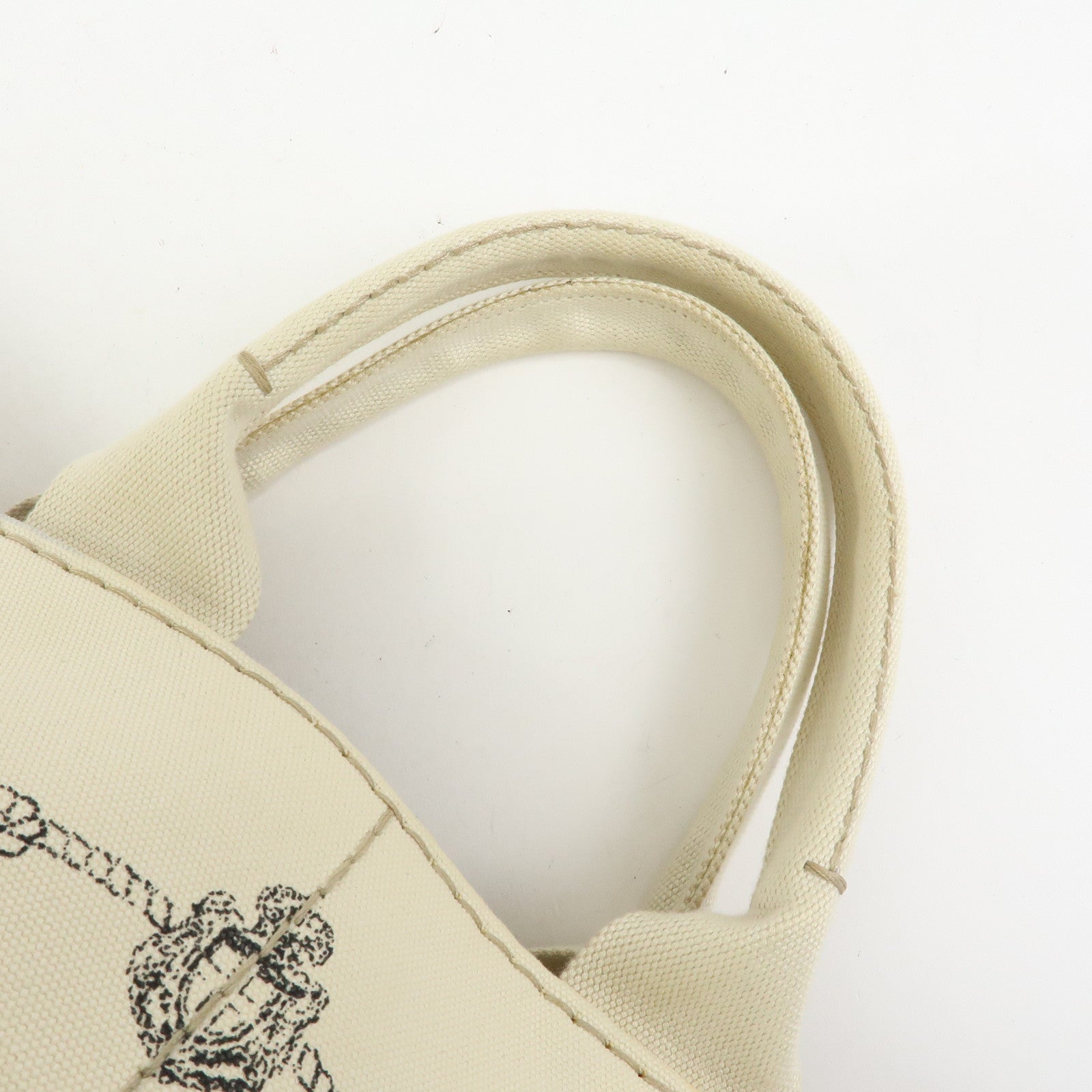PRADA Canapa Canvas 2Way Bag Tote Bag Hand Bag White BN1877