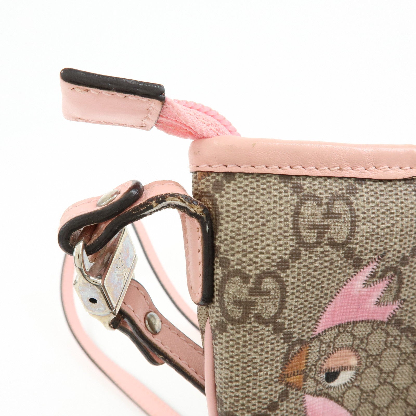 GUCCI Childrens GG Supreme Leather Shoulder Bag Beige Pink 297540