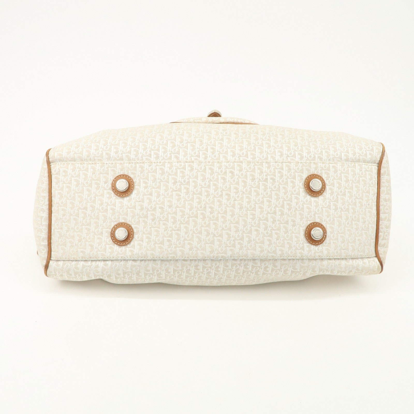 Christian Dior Trotter Canvas Leather Shoulder Bag Brown Ivory