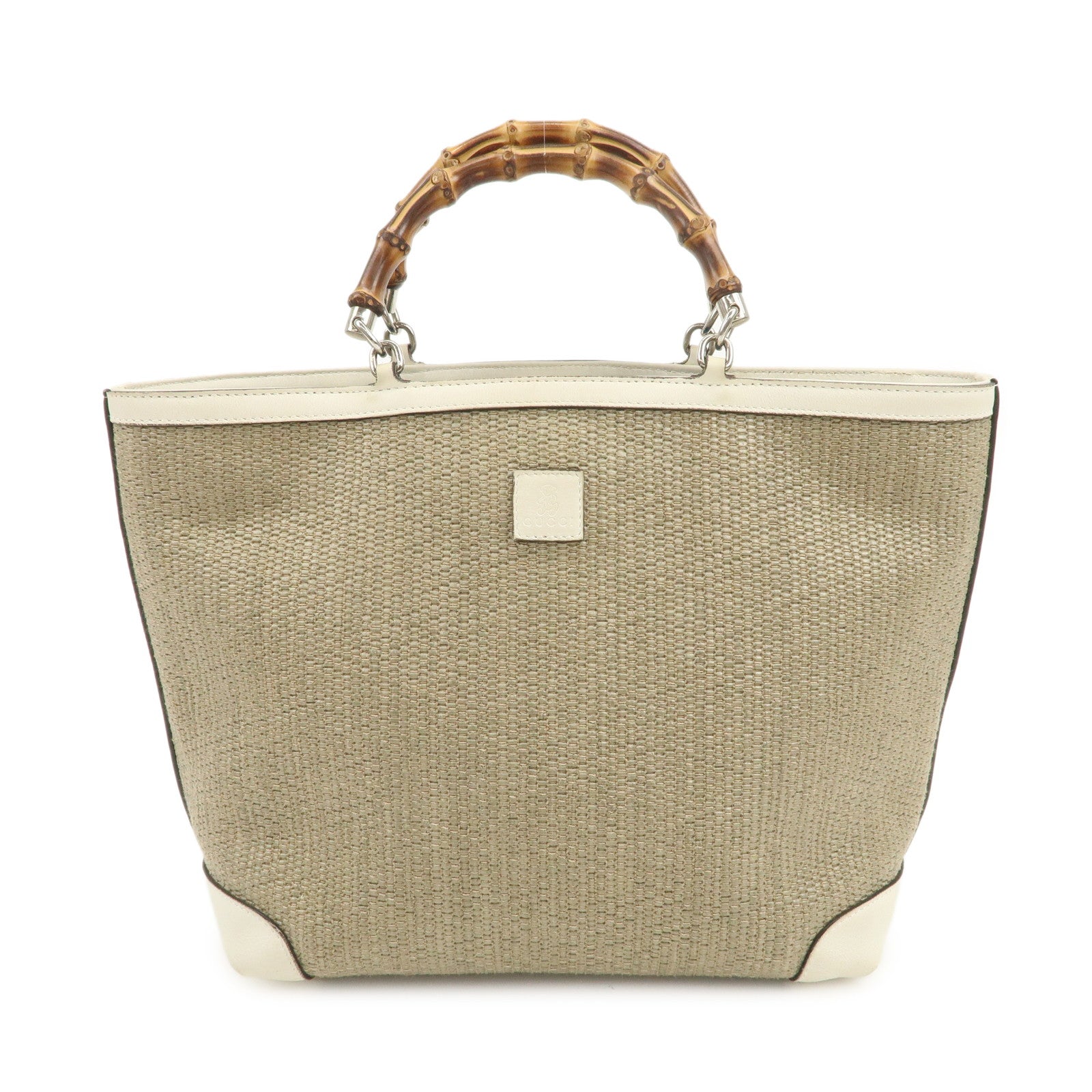 GUCCI Childrens Bamboo Raffia Leather Hand Bag Mini Tote Bag 311175