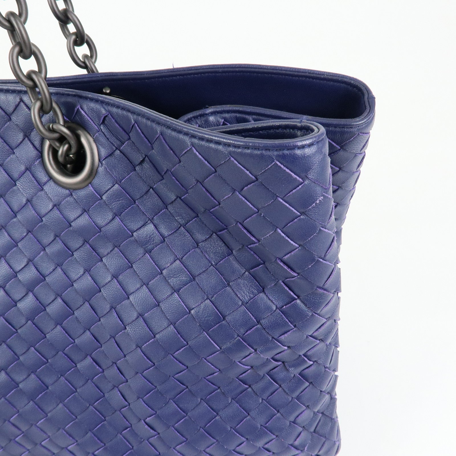 BOTTEGA VENETA Intrecciato Leather Shoulder Bag Tote Bag Blue