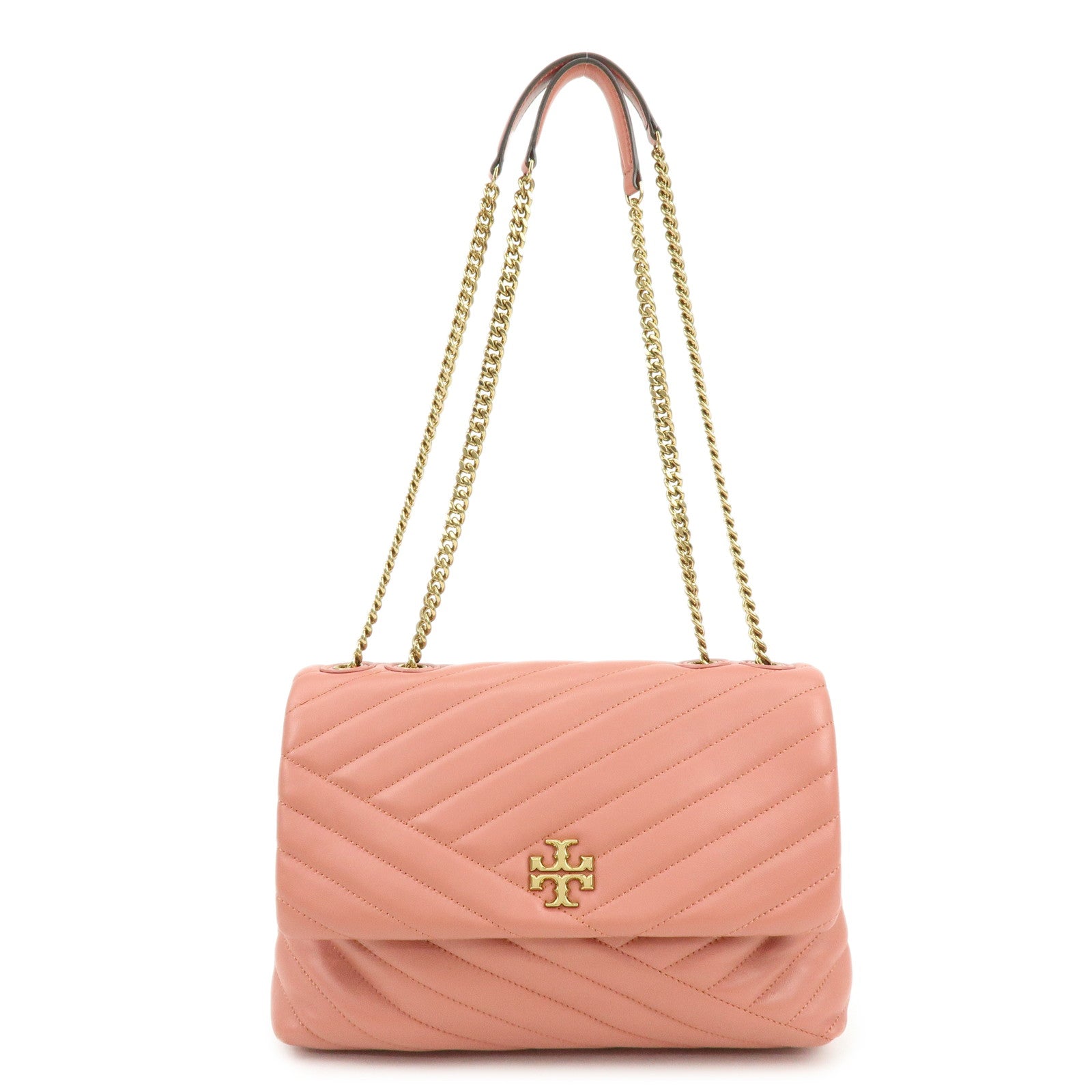 TORY BURCH Double T Kira Leather Chain Shoulder Bag Hand Bag Pink