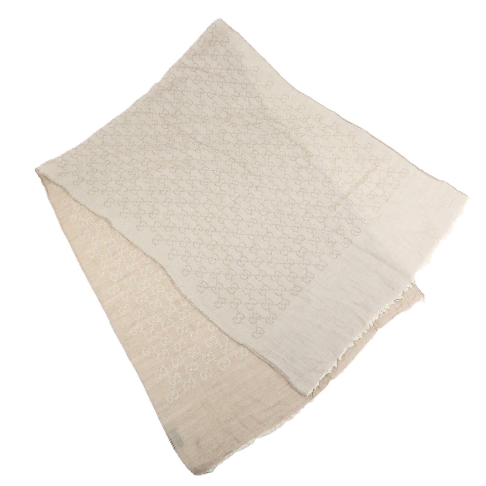 GUCCI GG Monogram Cotton Scarf Shawl 150X70 Beige