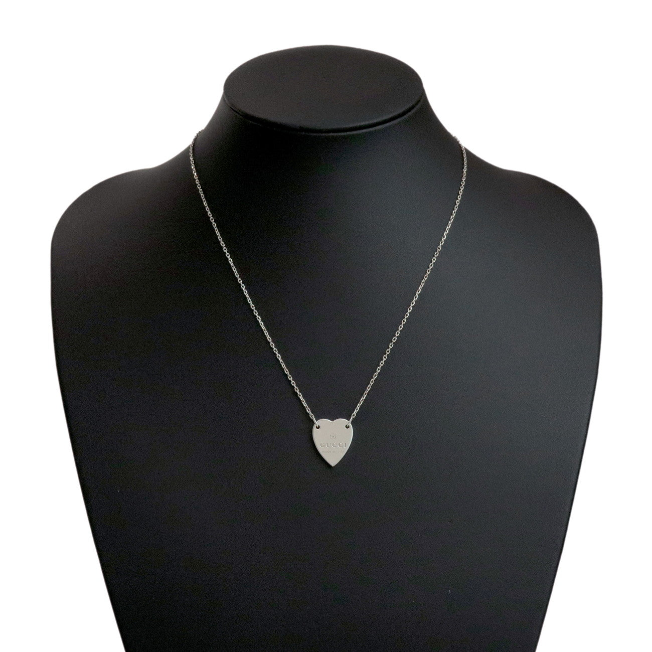 GUCCI Logo Heart Plate Necklace SV925 Silver