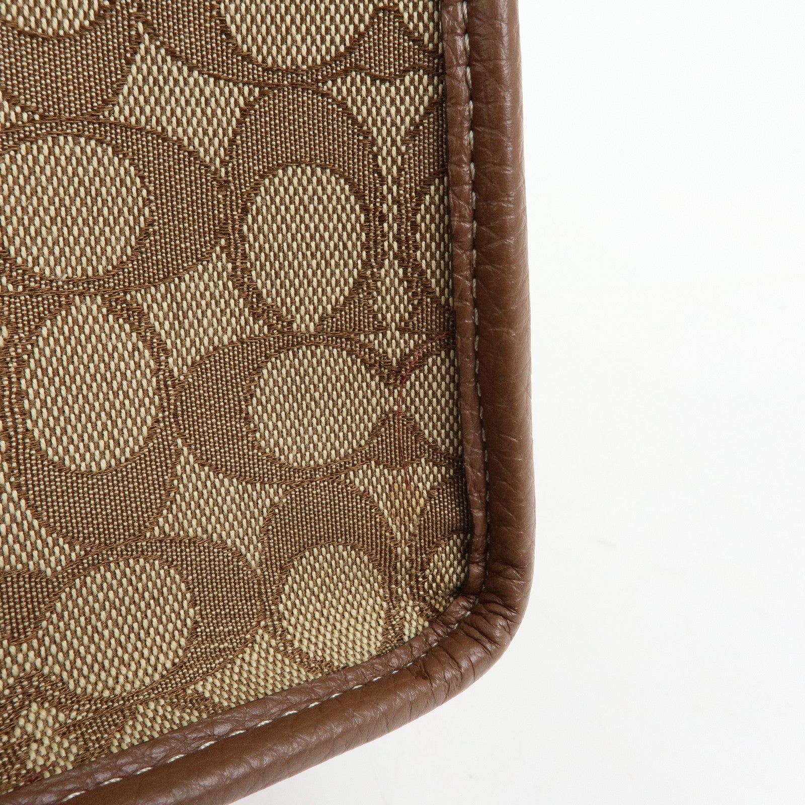 COACH Signature 2Way Canvas Leather Shoulder Bag Hand Bag Beige
