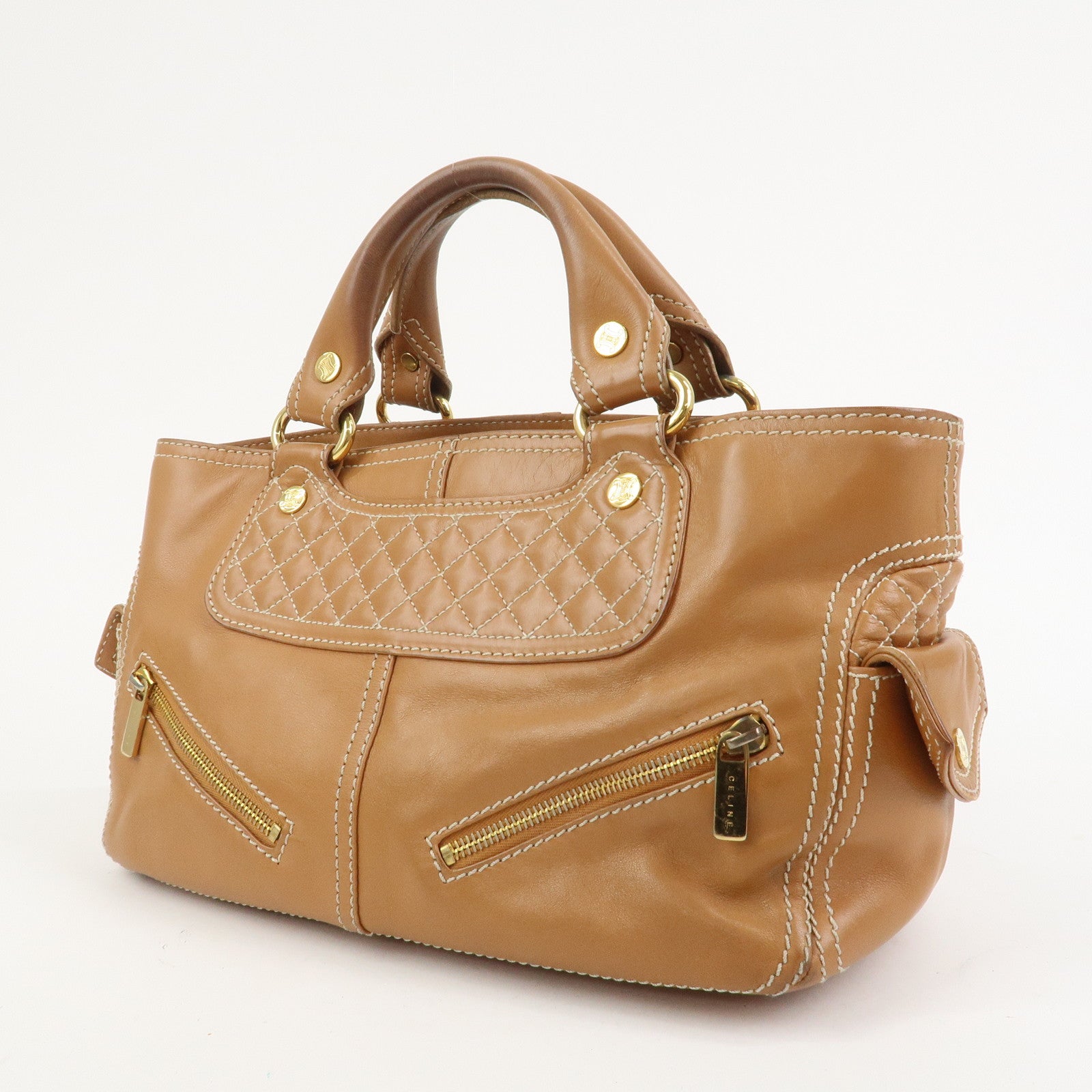 CELINE Macadam Leather Boogie Bag Hand Bag Tote Bag Brown