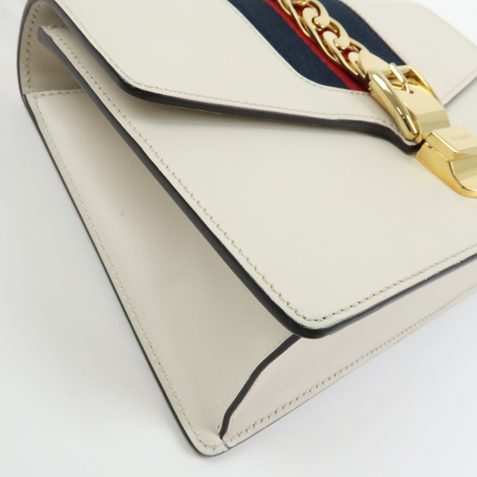 GUCCI Sylvie Sherry Leather Shoulder Bag Crossbody Bag Ivory 421882