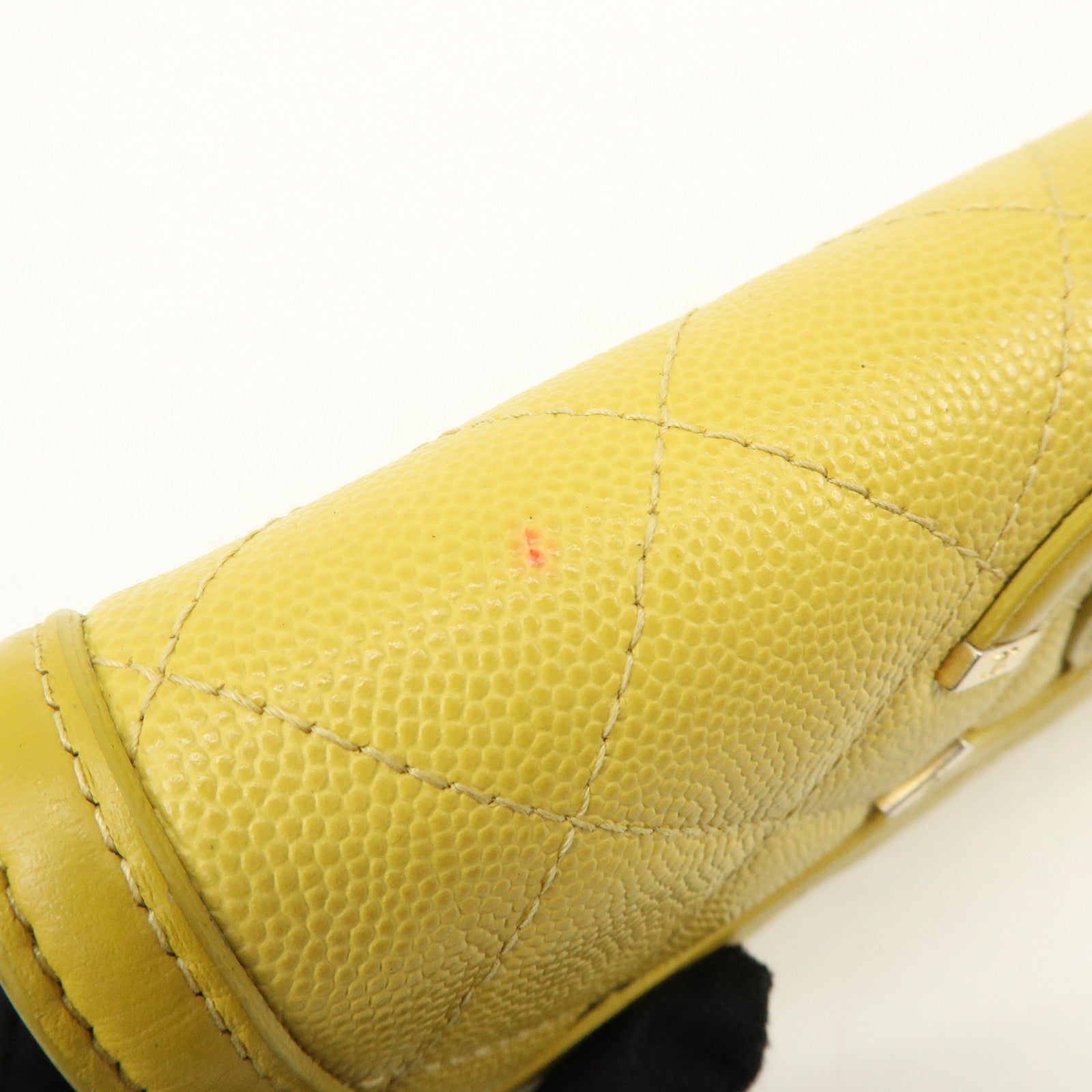 CHANEL CC Filigree Caviarskin Leather Long Wallet Yellow A84448