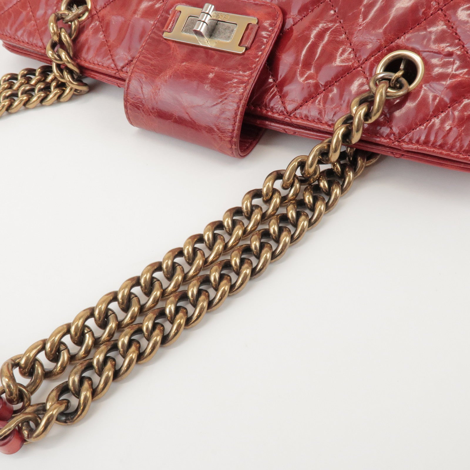 CHANEL CHANEL 2.55 Leather Chain Shoulder Bag Hand Bag Red