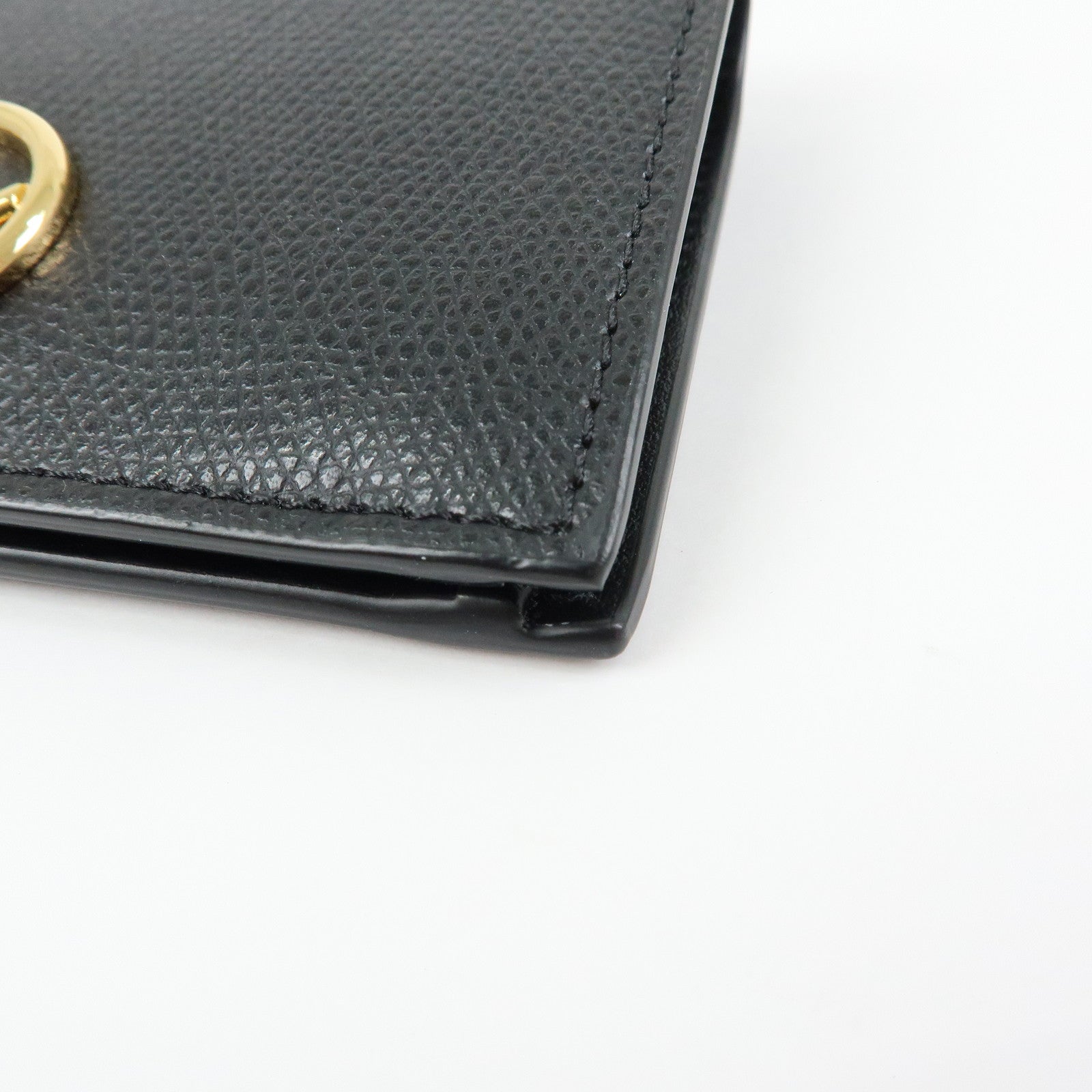 FENDI F IS FENDI Leather Bi-fold Compact Wallet Black 8M0387