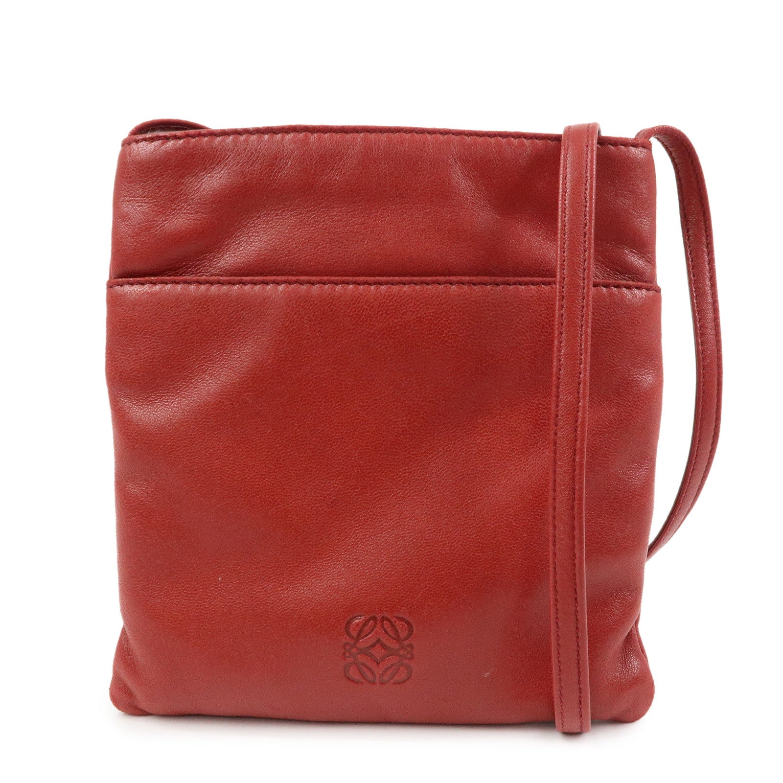 LOEWE Anagram Nappa Leather Shoulder Bag Crossbody Bag Red