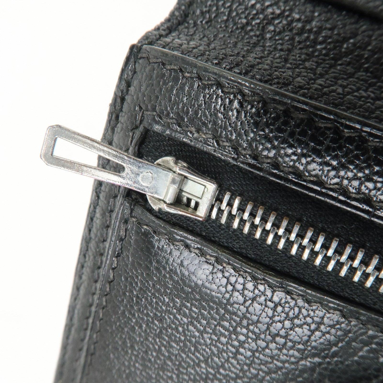 HERMES Bearn Veau Epsom Leather Bi-fold Long Wallet Black