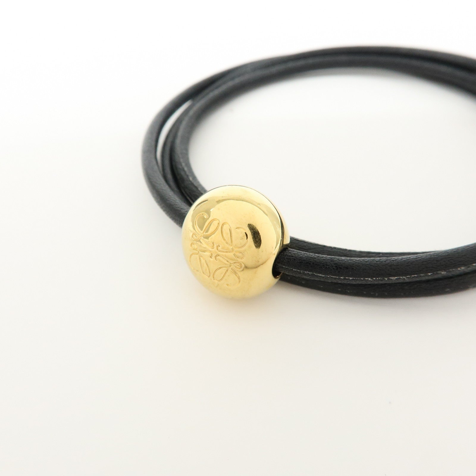 LOEWE Anagram Leather Pebble Bracelet Black