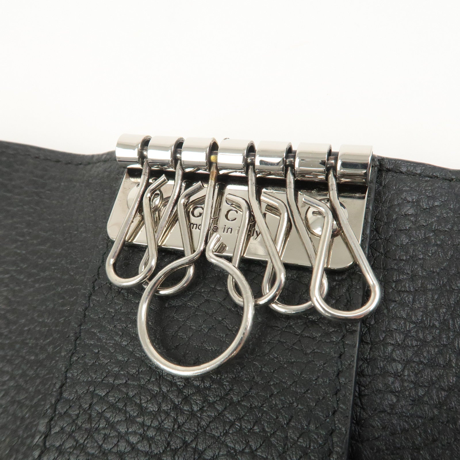 GUCCI Logo Leather 6 Rings Key Case Key Holder Black 771156