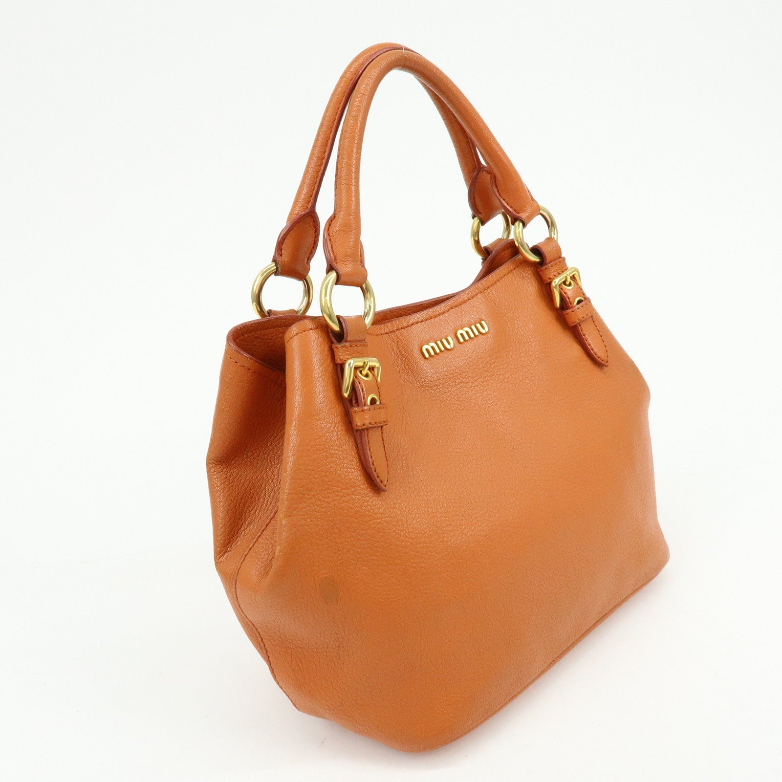 MIU MIU Madras Leather 2Way Shoulder Bag Hand Bag Orange RN0886