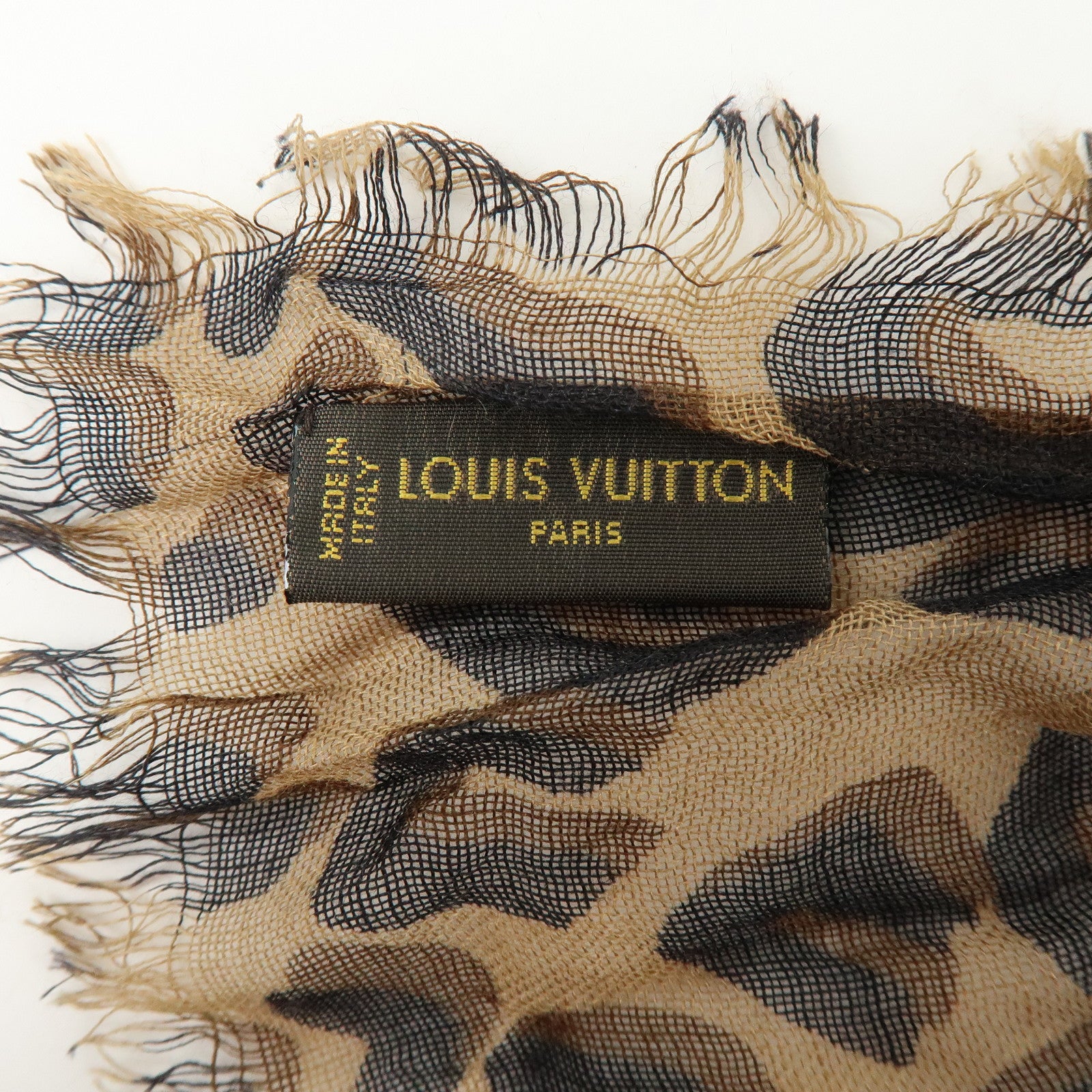 Louis Vuitton Etole Leopard Cashmere Silk Scarf Shawl Brown M75227