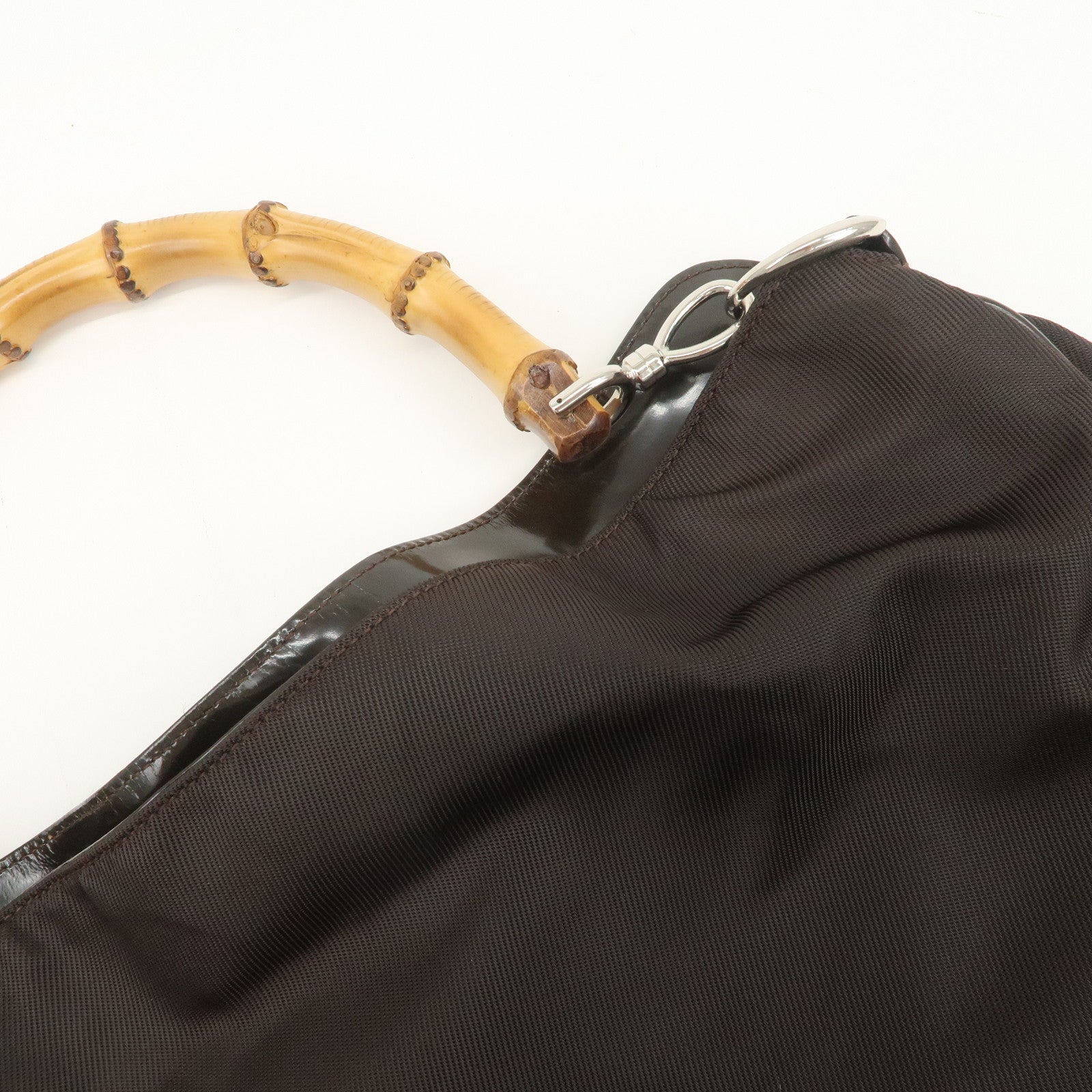 GUCCI Bamboo Nylon Leather 2Way Bag Hand Bag Shoulder Bag 001・2404
