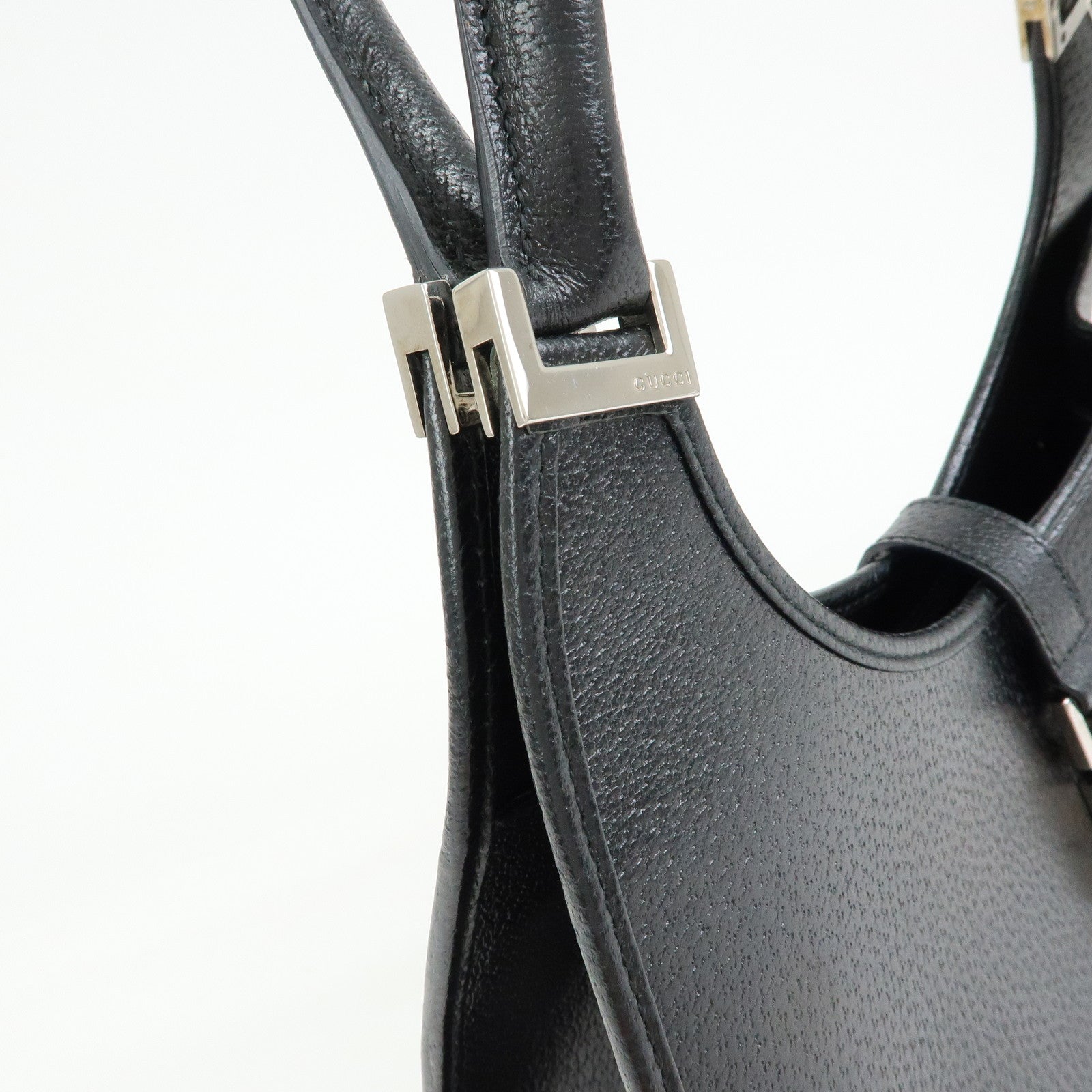 GUCCI Jackie Leather Shoulder Bag Hand Bag Black 002.1067