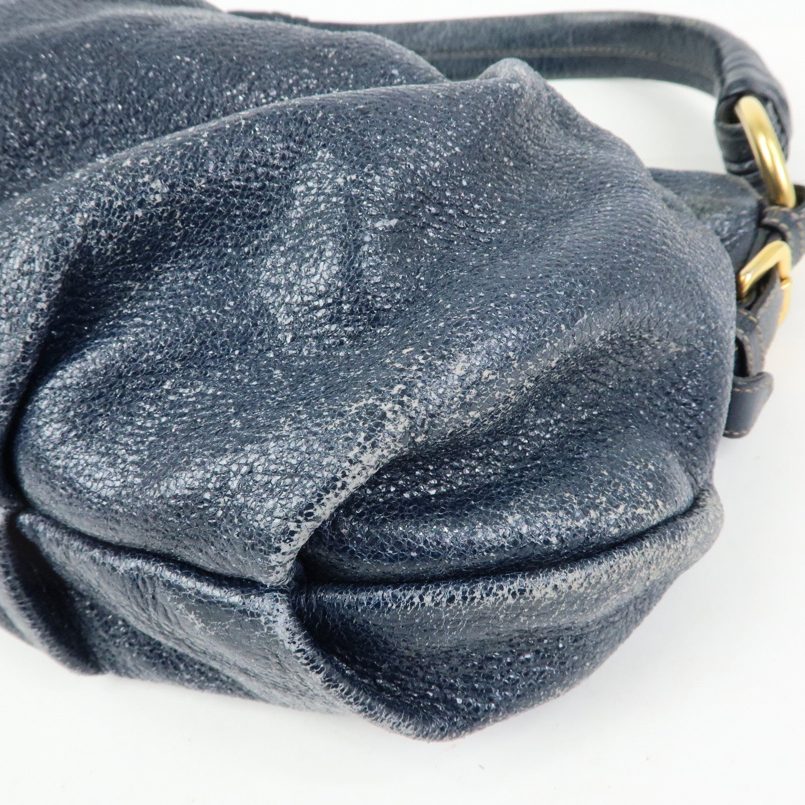 PRADA Leather Hand Bag Shoulder Bag Navy Blue 5782586