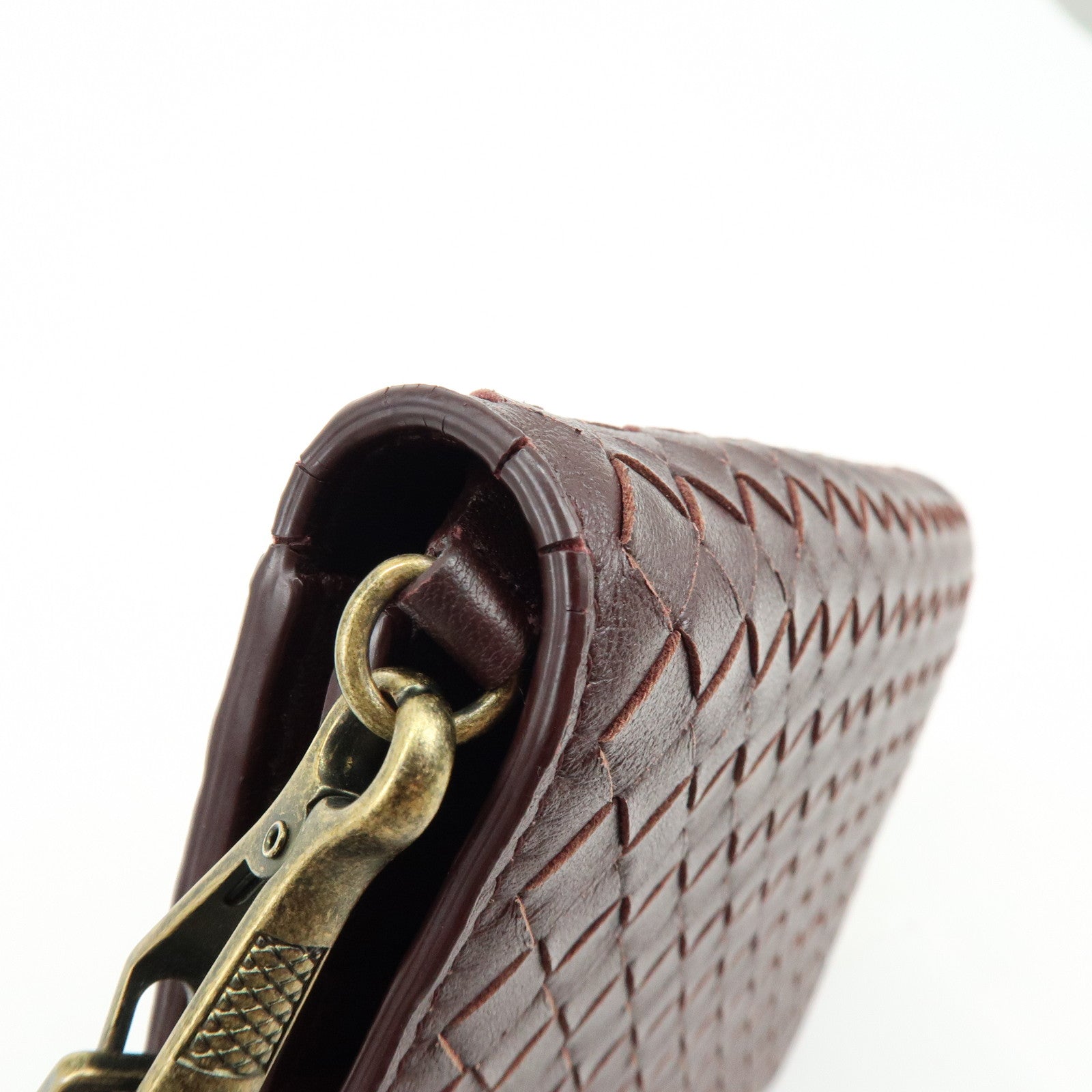 BOTTEGA VENETA Intrecciato Leather Chain Wallet Brown