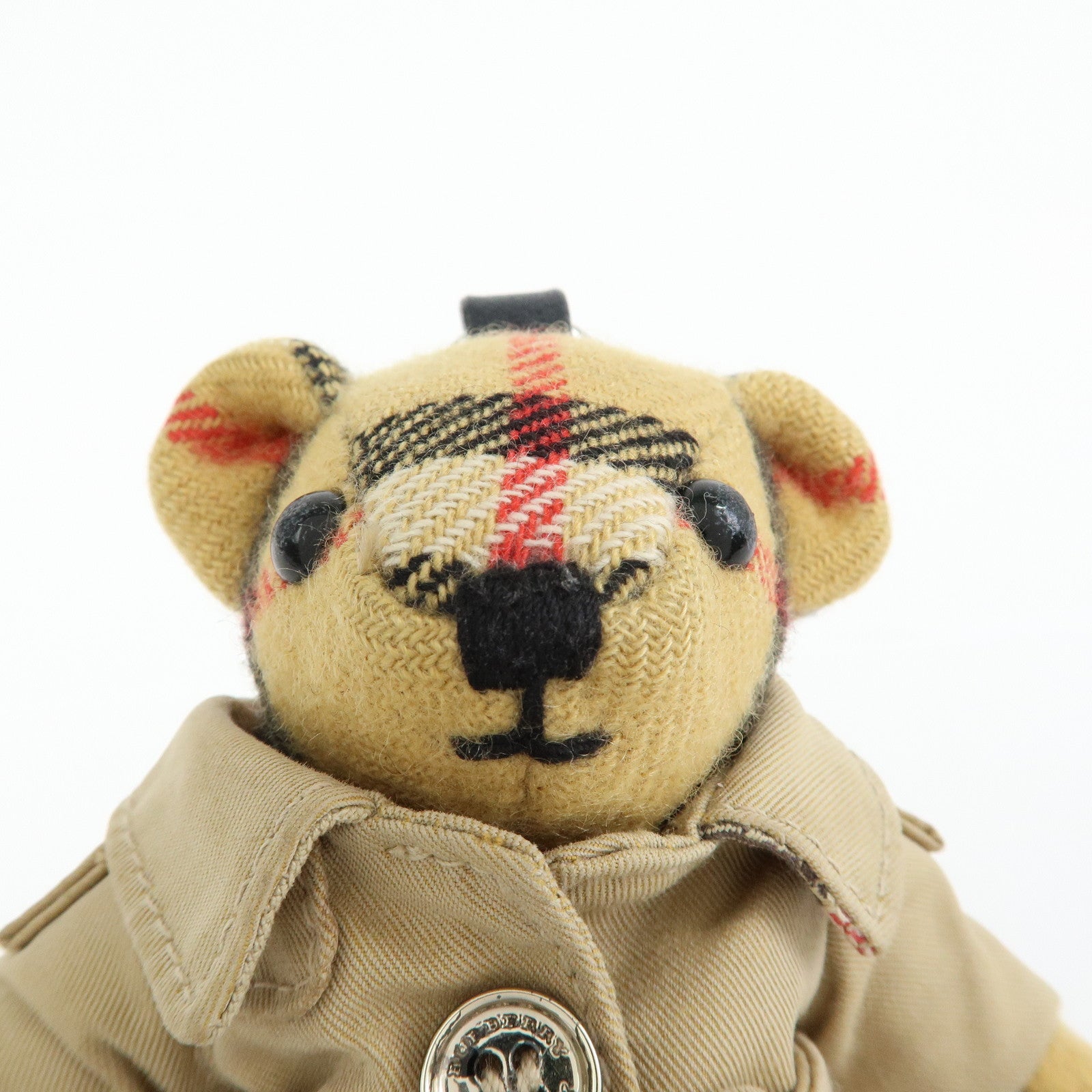 BURBERRY Nova Paid Canvas Bag Charm Key Holder Thomas Bear Beige