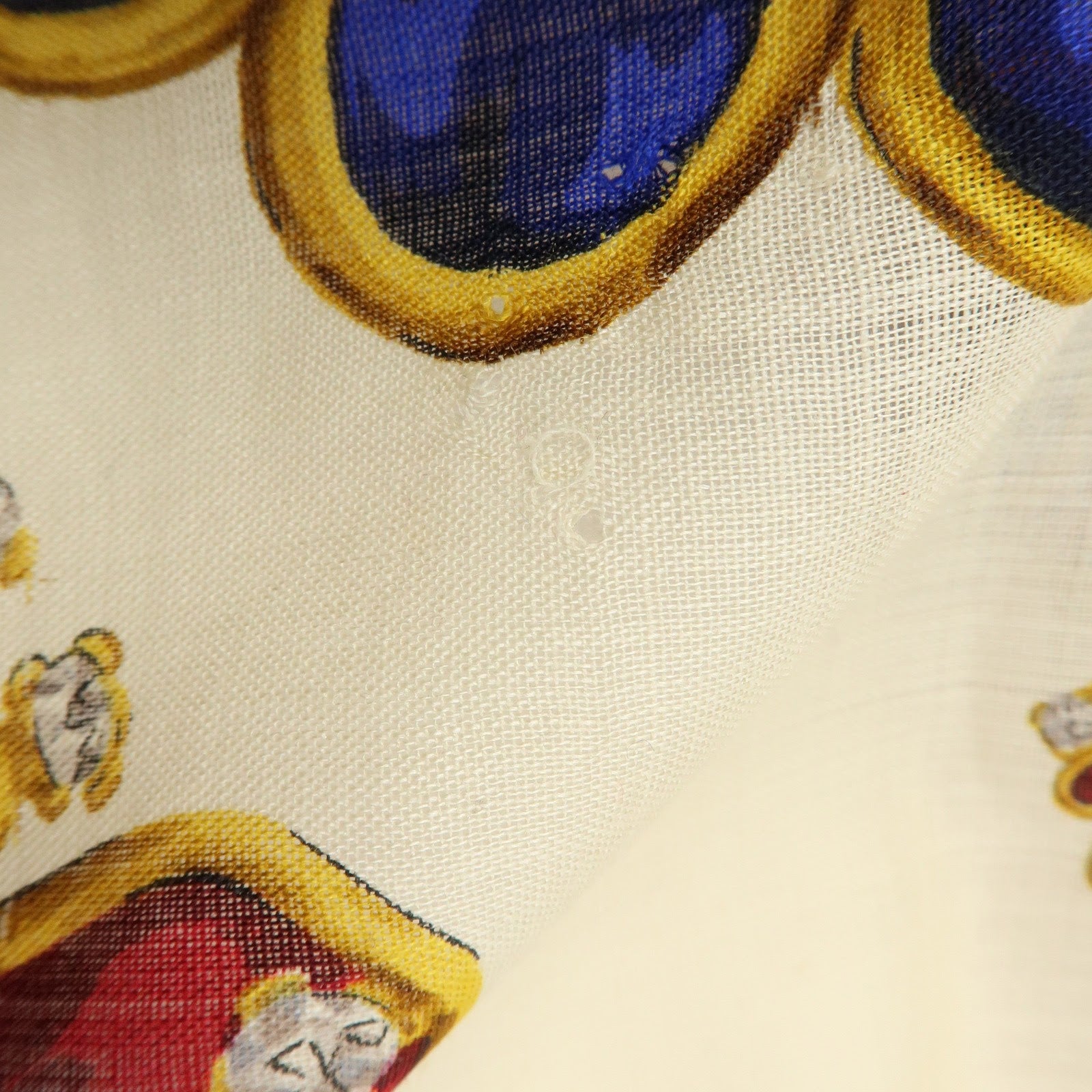 CHANEL Wook Silk Jewlry Pattern Scarf Beige Gold Red Blue