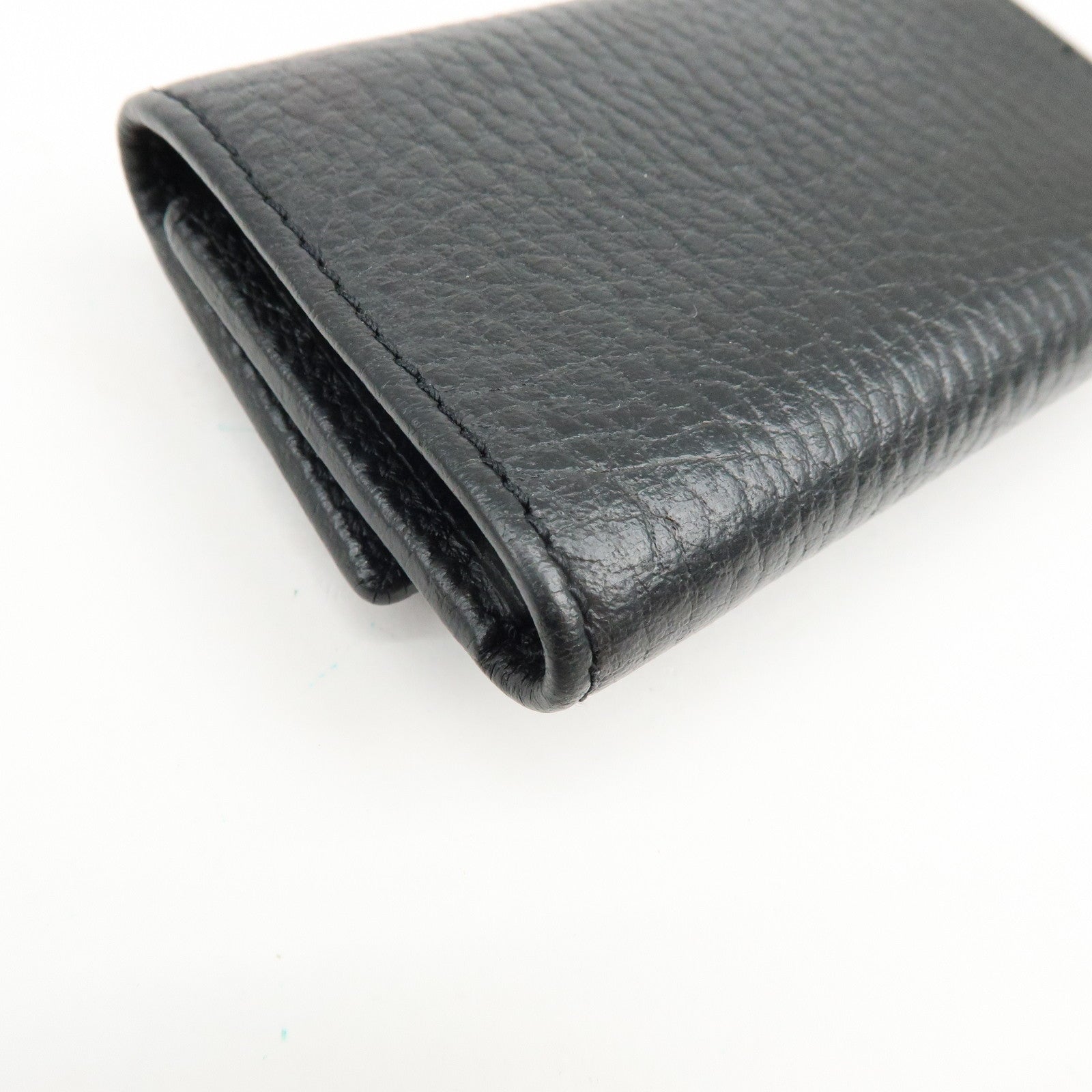 GUCCI Double G Leather 6 Key Case Key Holder Black 456118