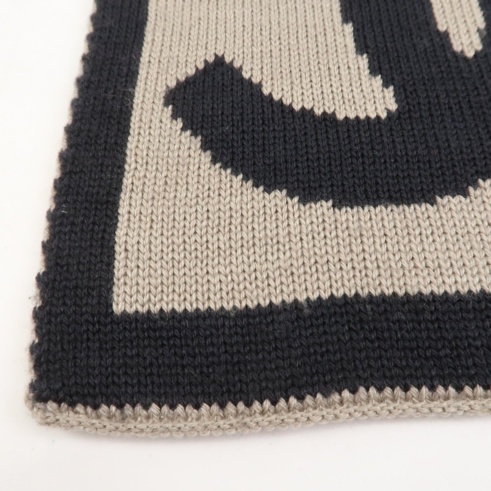 CHANEL COCO Mark Cashmere Wool Silk Scarf Black Brown