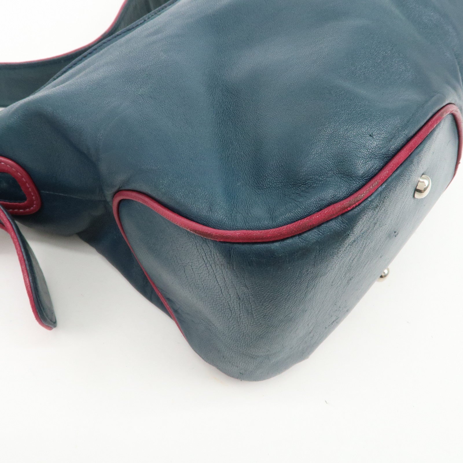 LOEWE Nappa Leather Shoulder Bag Hand Bag Blue Pink