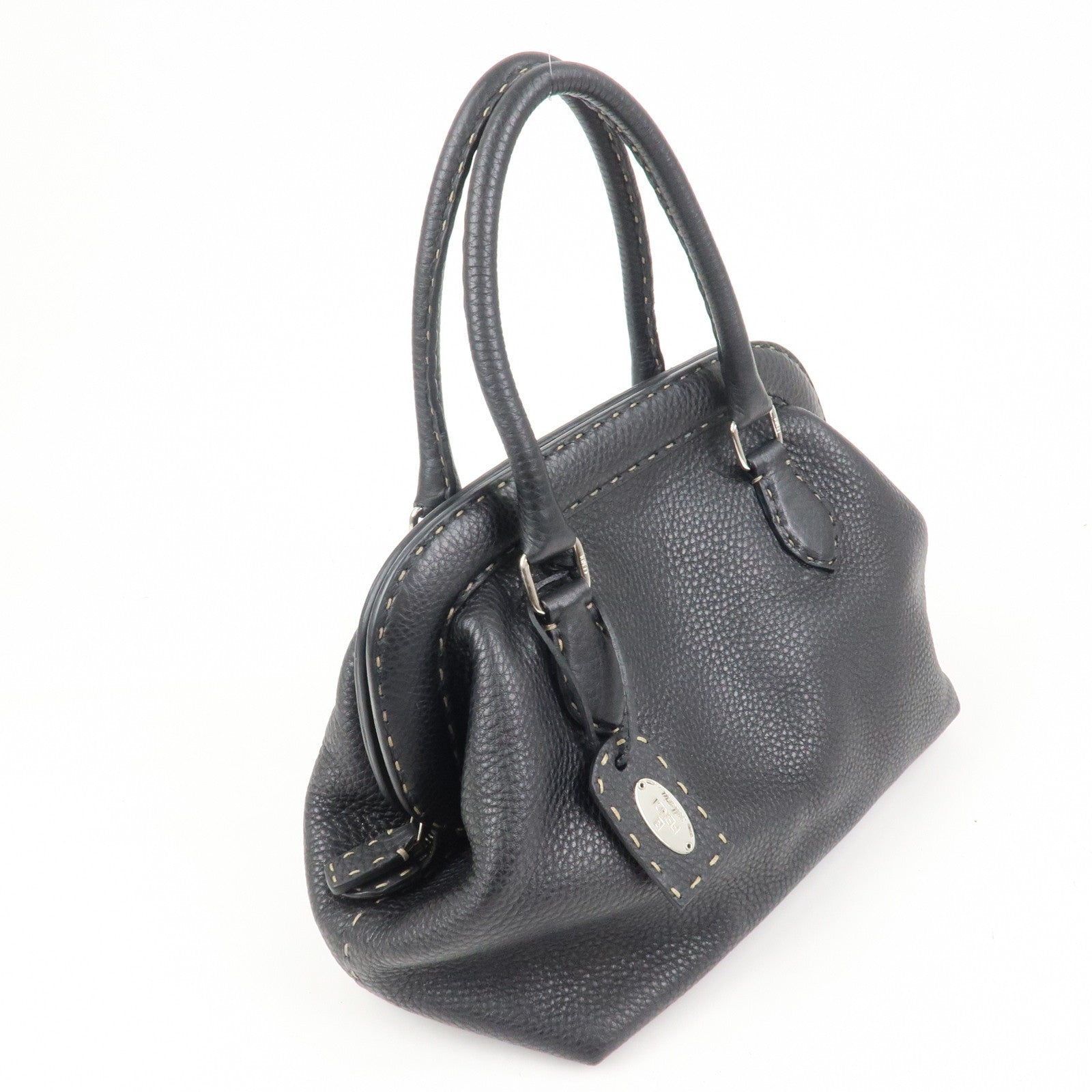 FENDI Seleria Doctor's Bag Hand Bag Black 8BN075