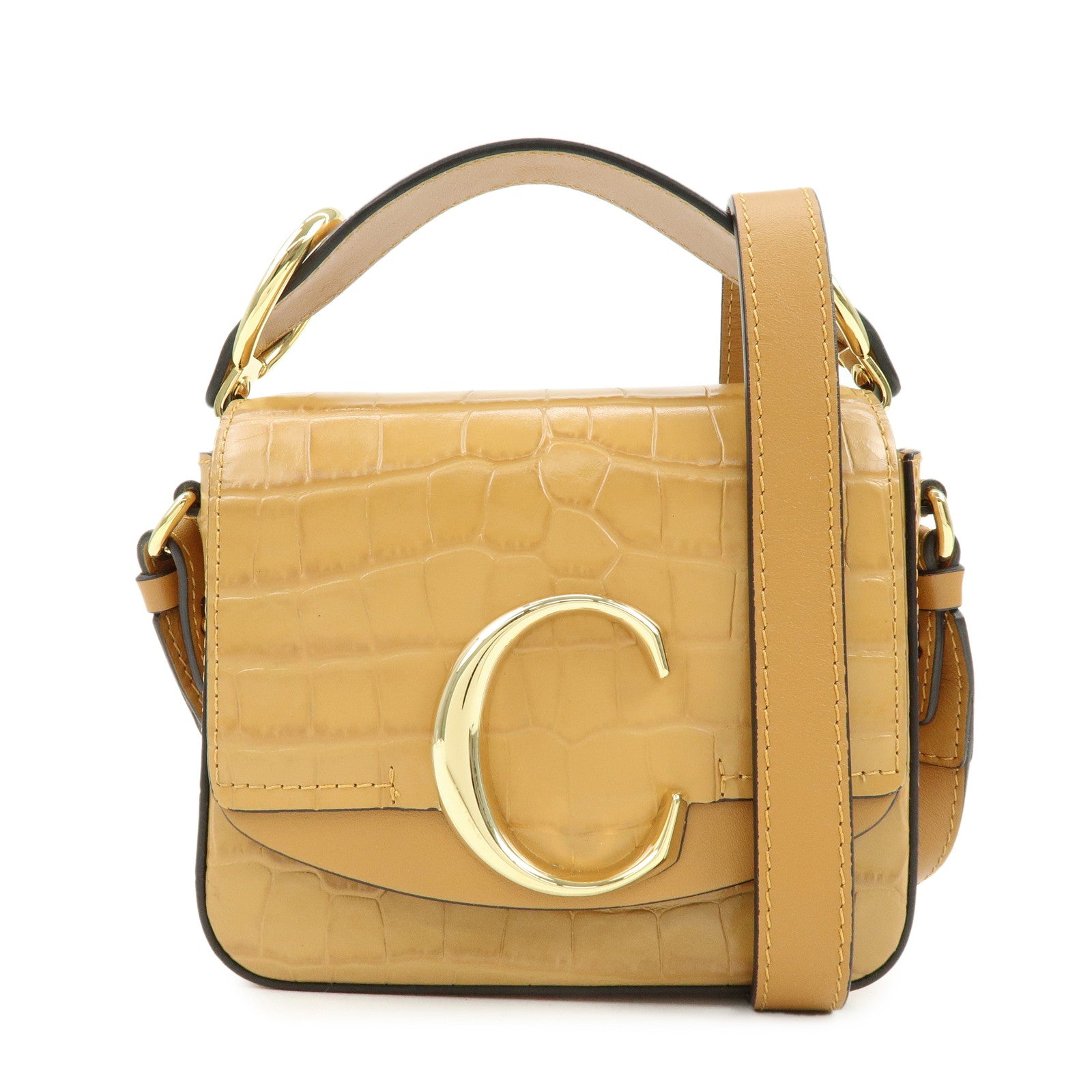 Chloe See By Chloe Embosssed Leather 2Way Bag Shoulder Bag Brown